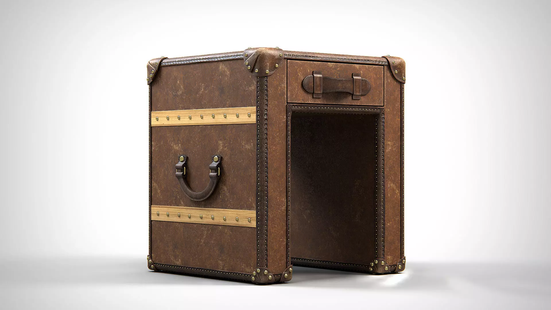 Slab Lamp Leather Table PBR Low-poly 3D model_0