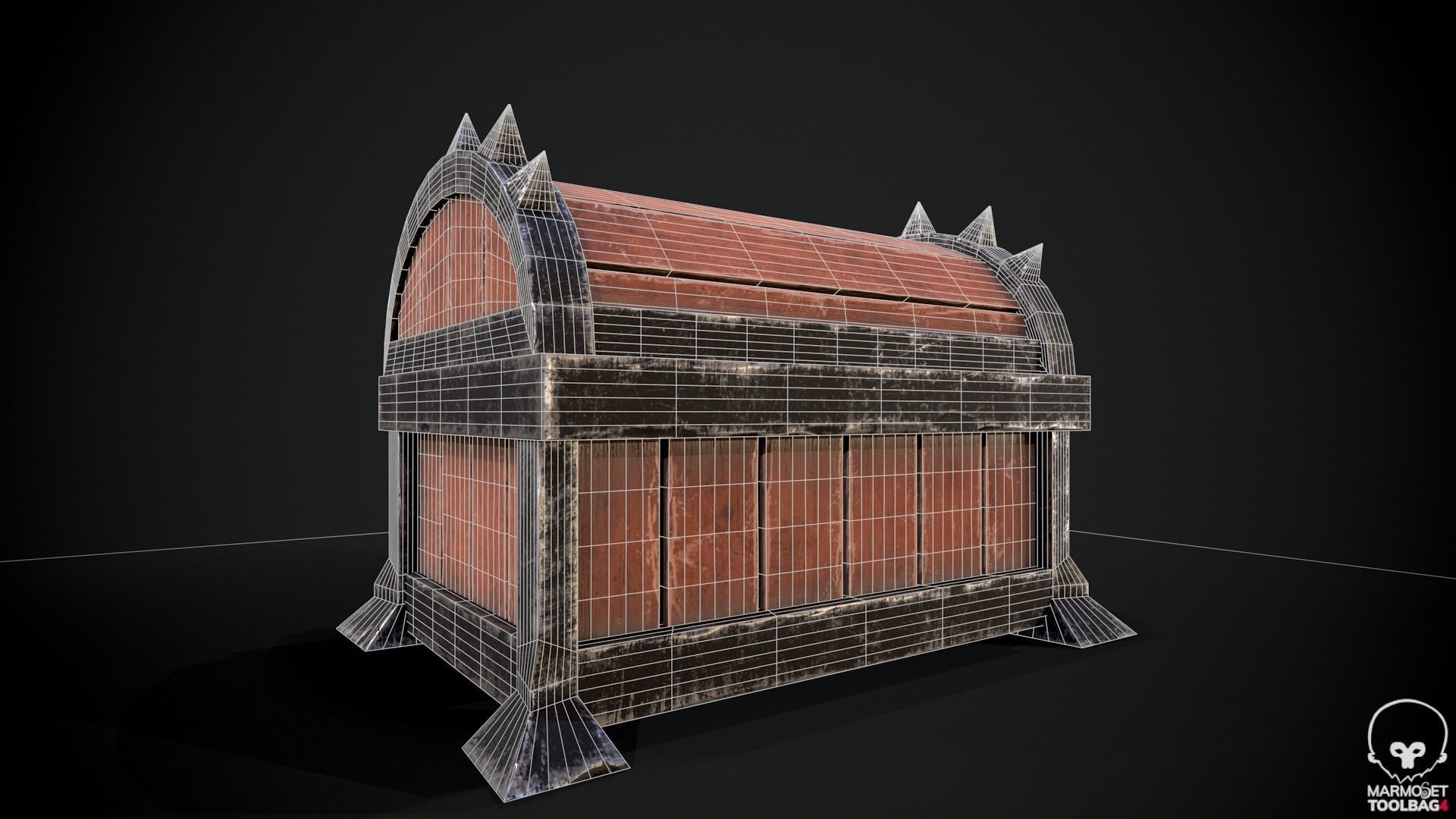 Treasure Skull Chest  Free low-poly 3D model_7