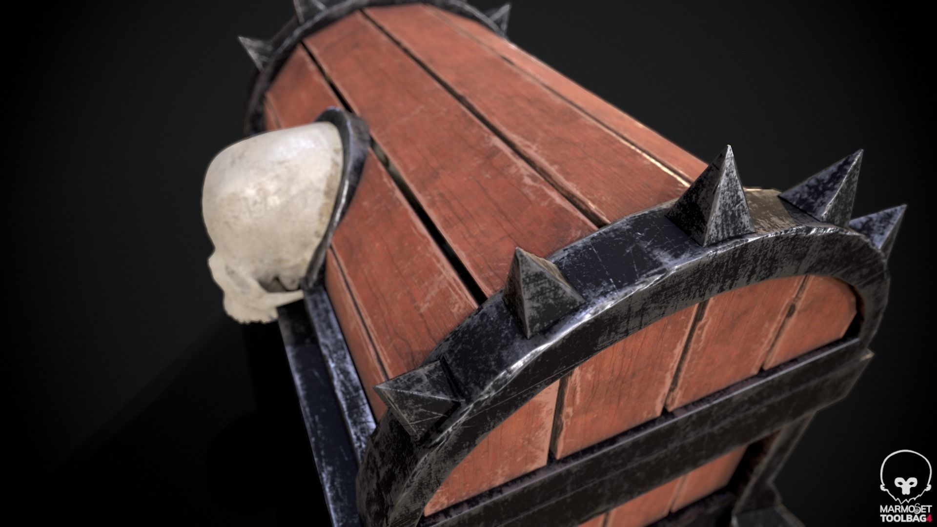 Treasure Skull Chest  Free low-poly 3D model_3