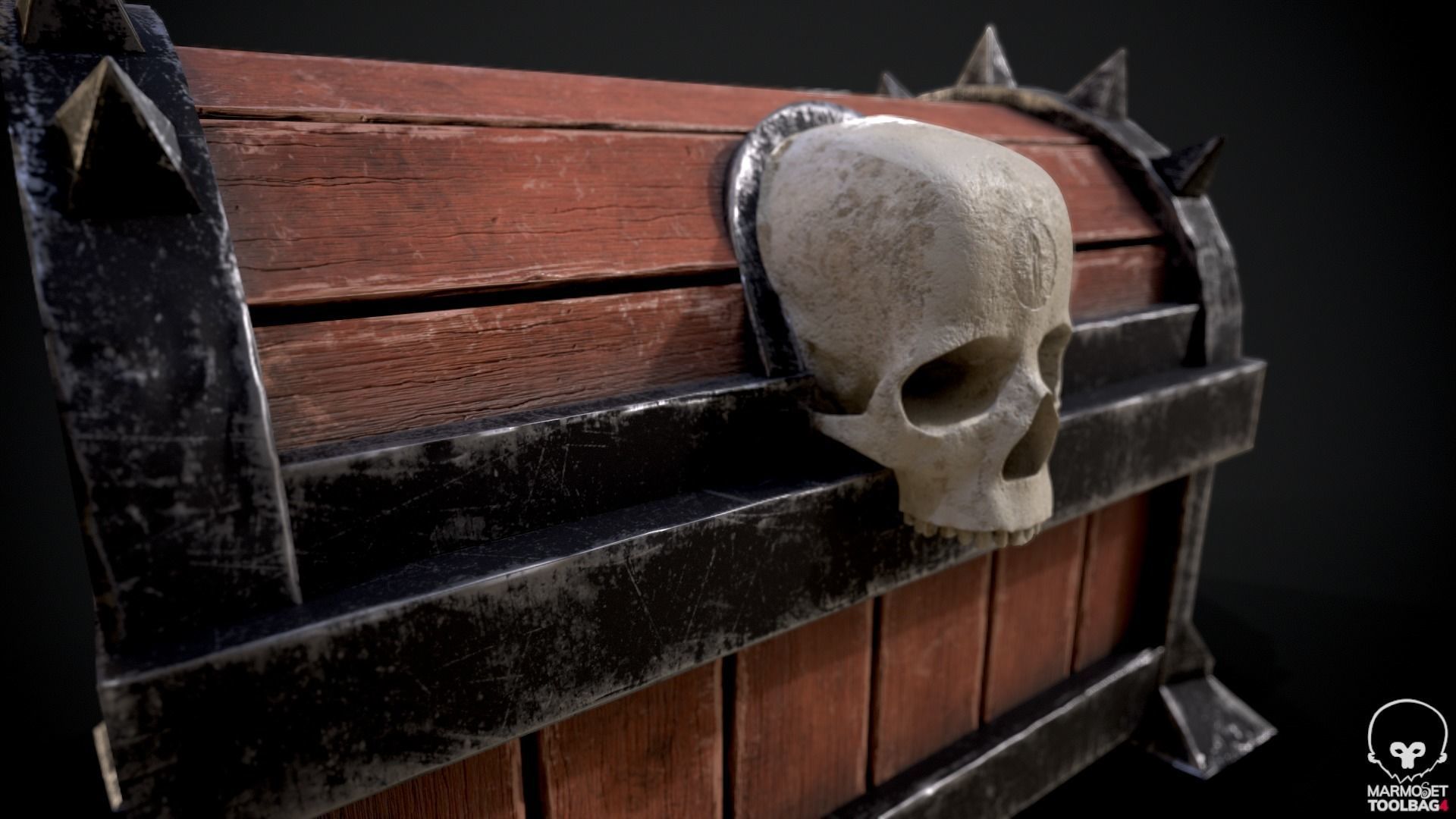 Treasure Skull Chest  Free low-poly 3D model_2