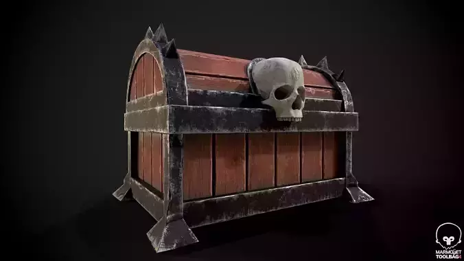 Treasure Skull Chest  Free low-poly 3D model