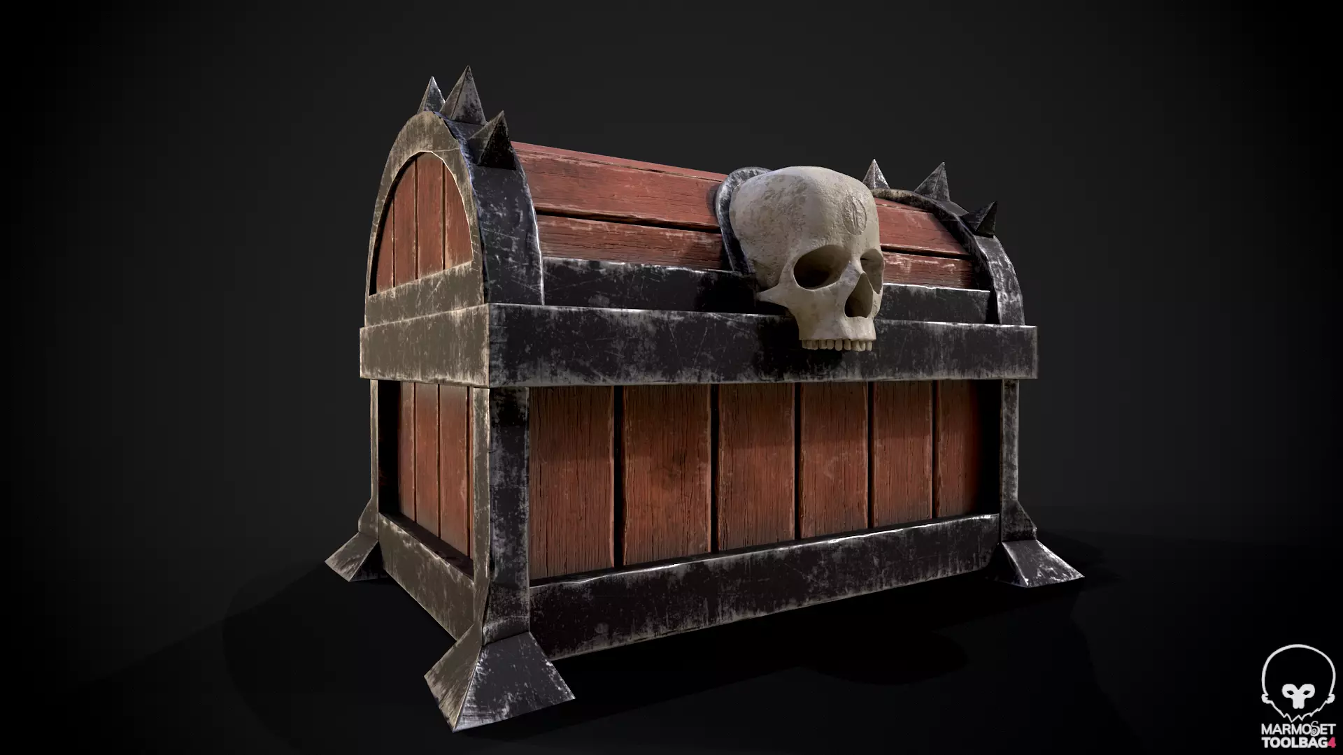 Treasure Skull Chest  Free low-poly 3D model_0