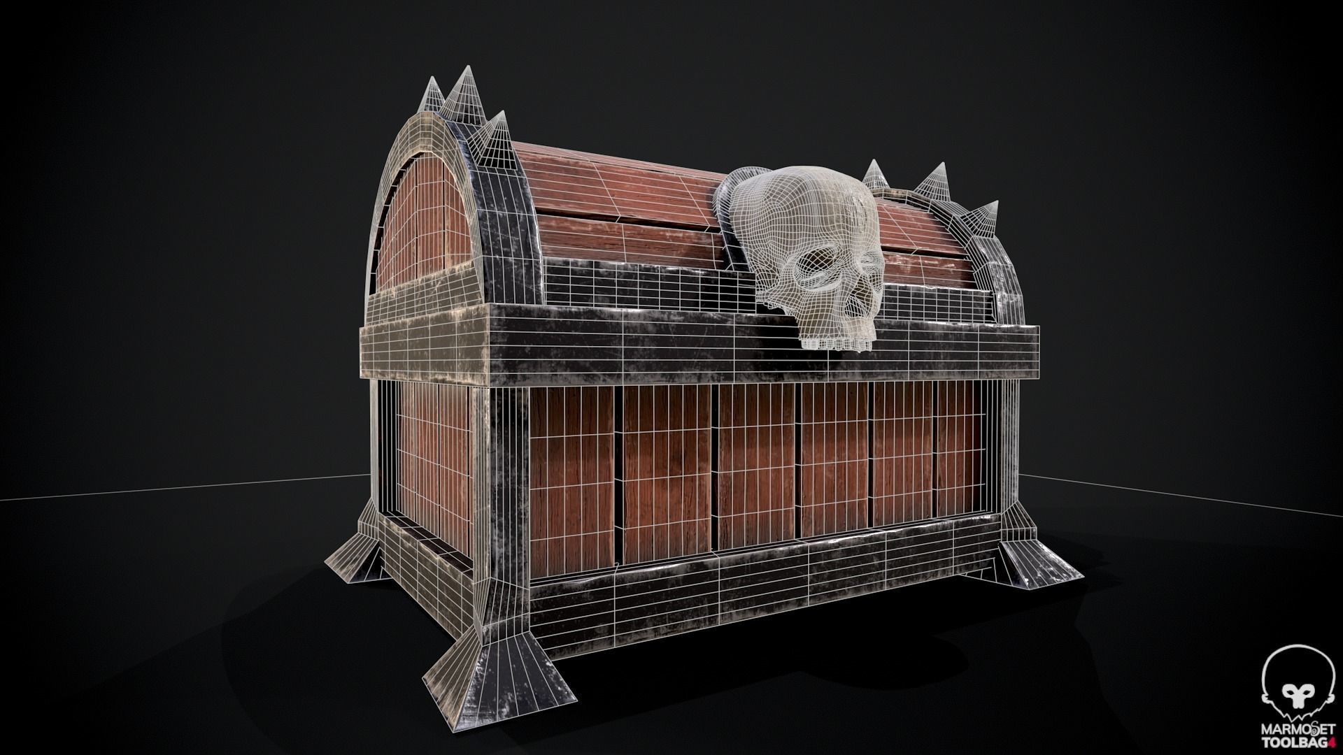 Treasure Skull Chest  Free low-poly 3D model_8