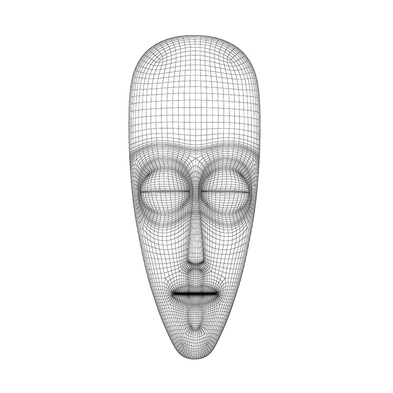 African Mask 1 3D model_2