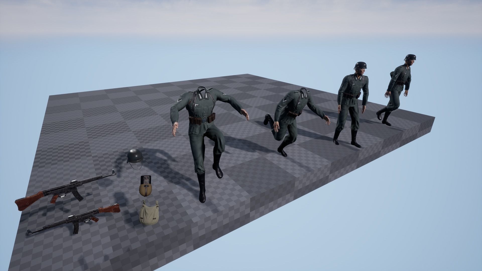 German Soldier WWII with MP44  Low-poly 3D model_16