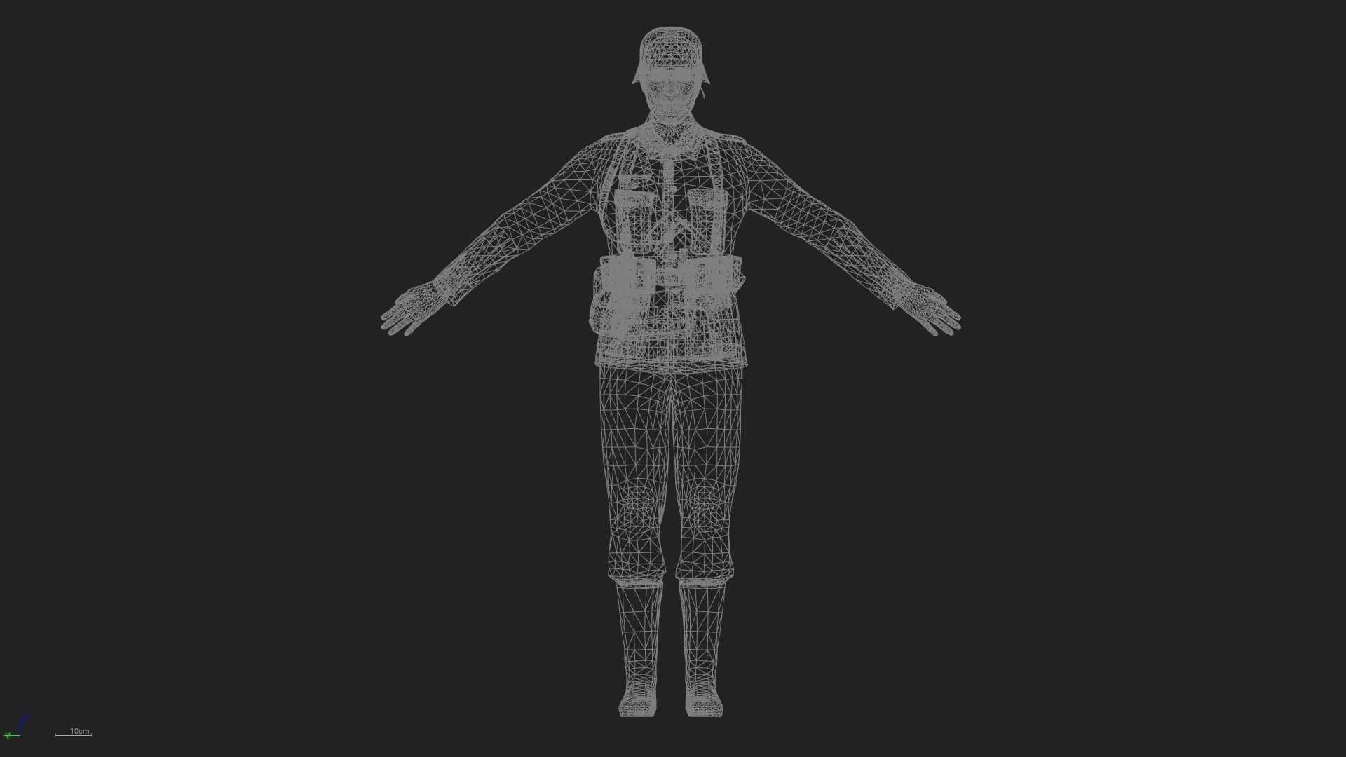 German Soldier WWII with MP44  Low-poly 3D model_8