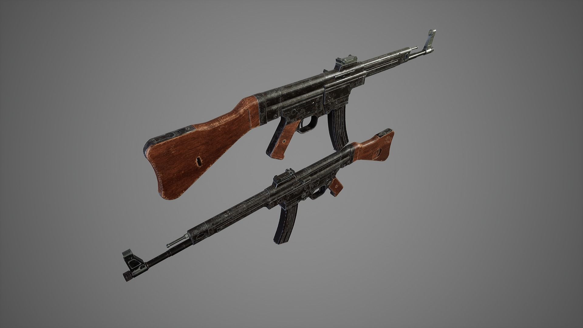 German Soldier WWII with MP44  Low-poly 3D model_13