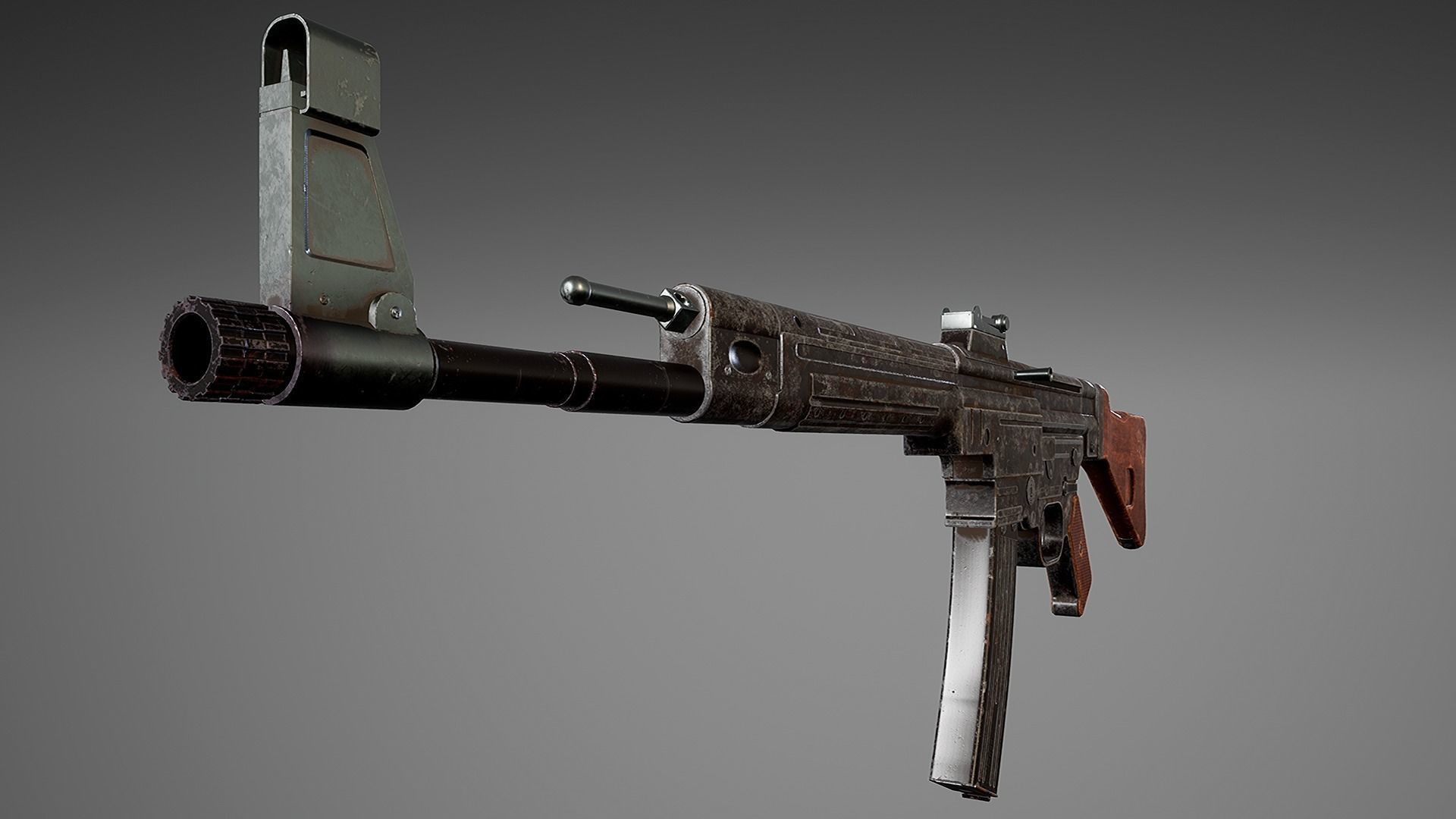 German Soldier WWII with MP44  Low-poly 3D model_10