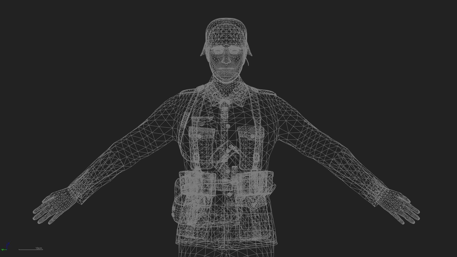 German Soldier WWII with MP44  Low-poly 3D model_9