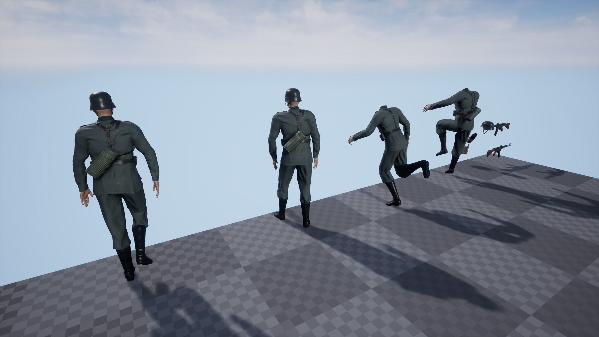 German Soldier WWII with MP44  Low-poly 3D model_17