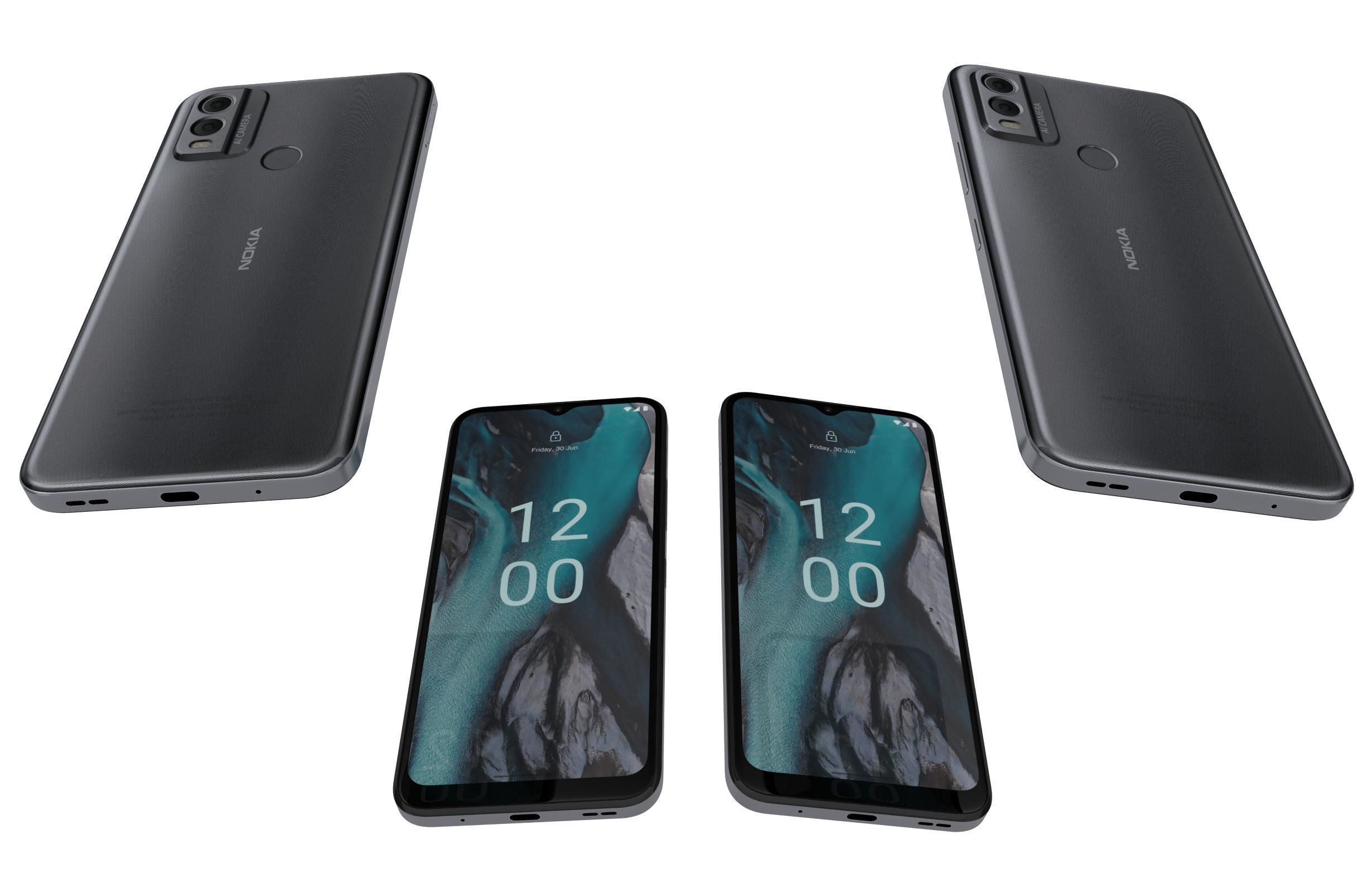 Nokia C22 Black Low-poly 3D model_5