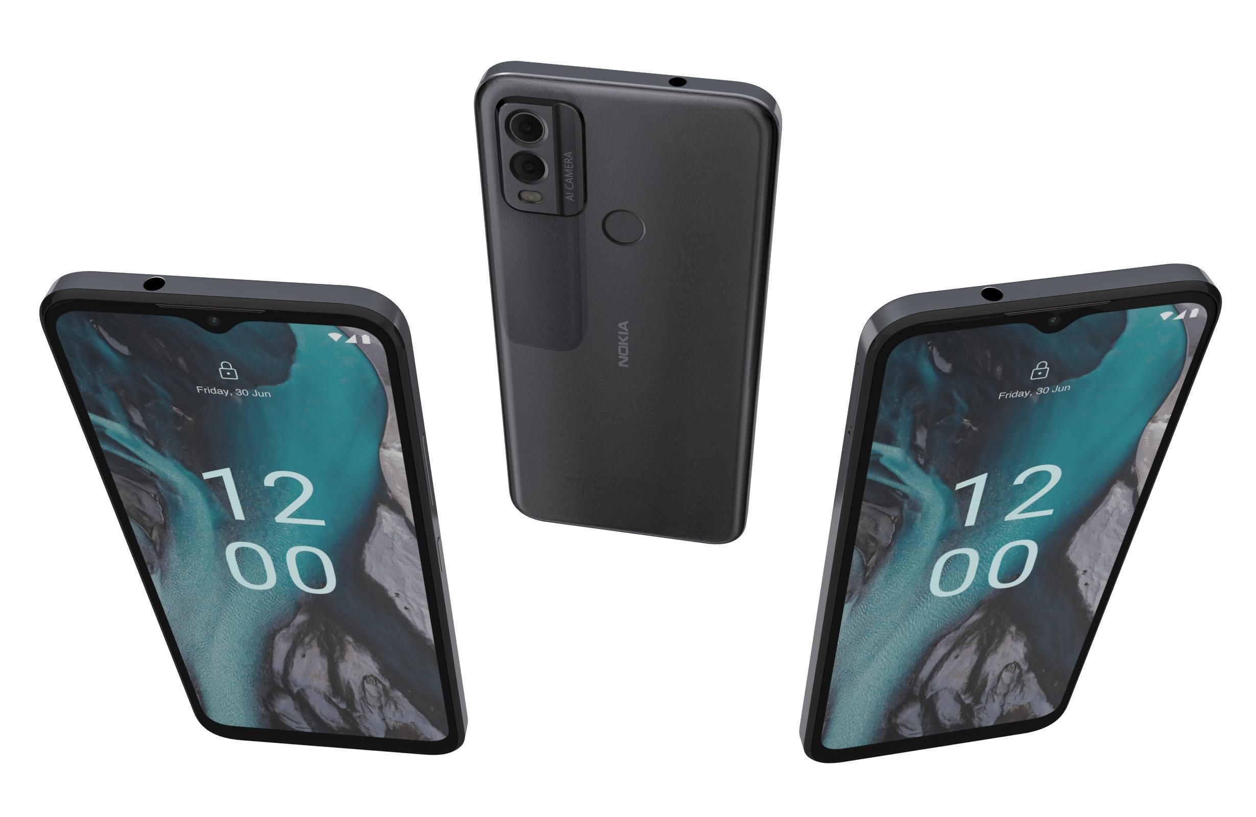 Nokia C22 Black Low-poly 3D model_1