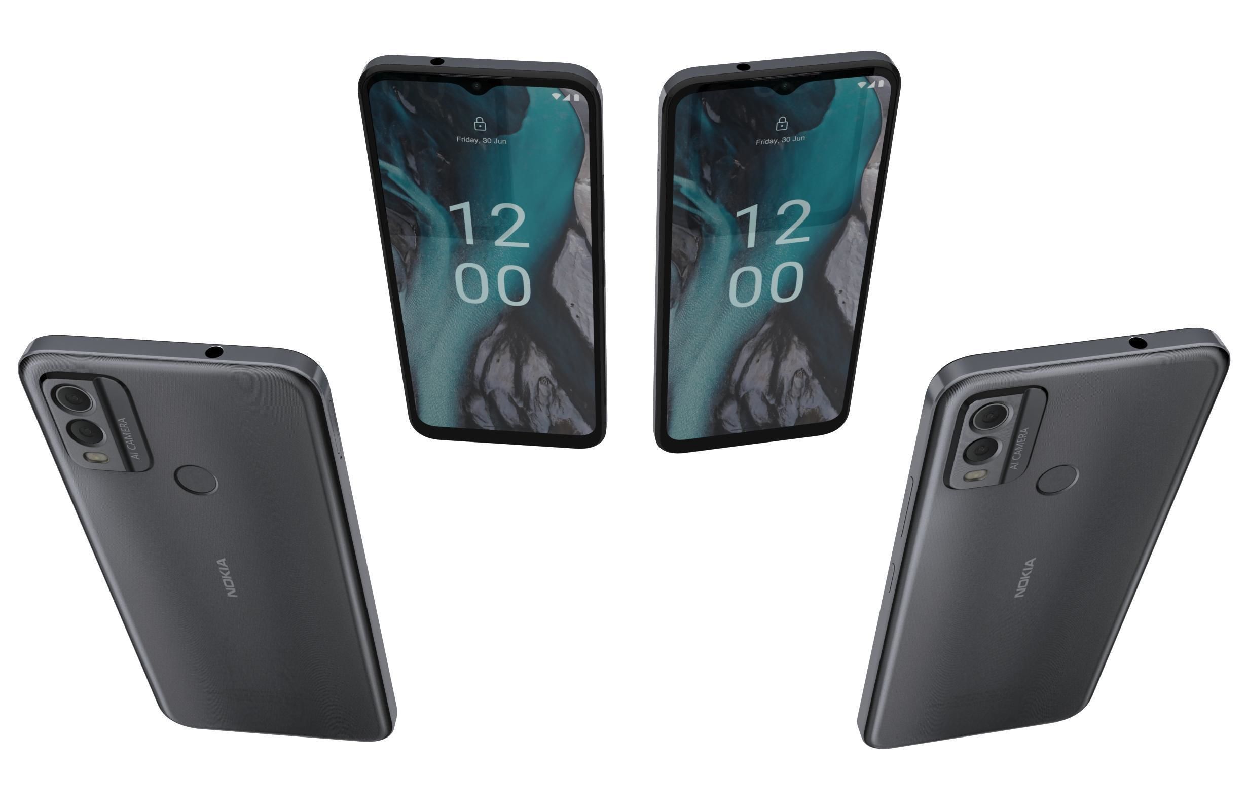 Nokia C22 Black Low-poly 3D model_4