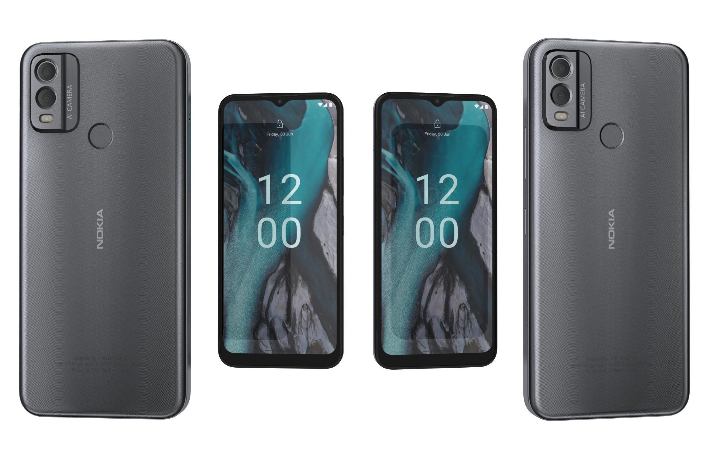 Nokia C22 Black Low-poly 3D model_3