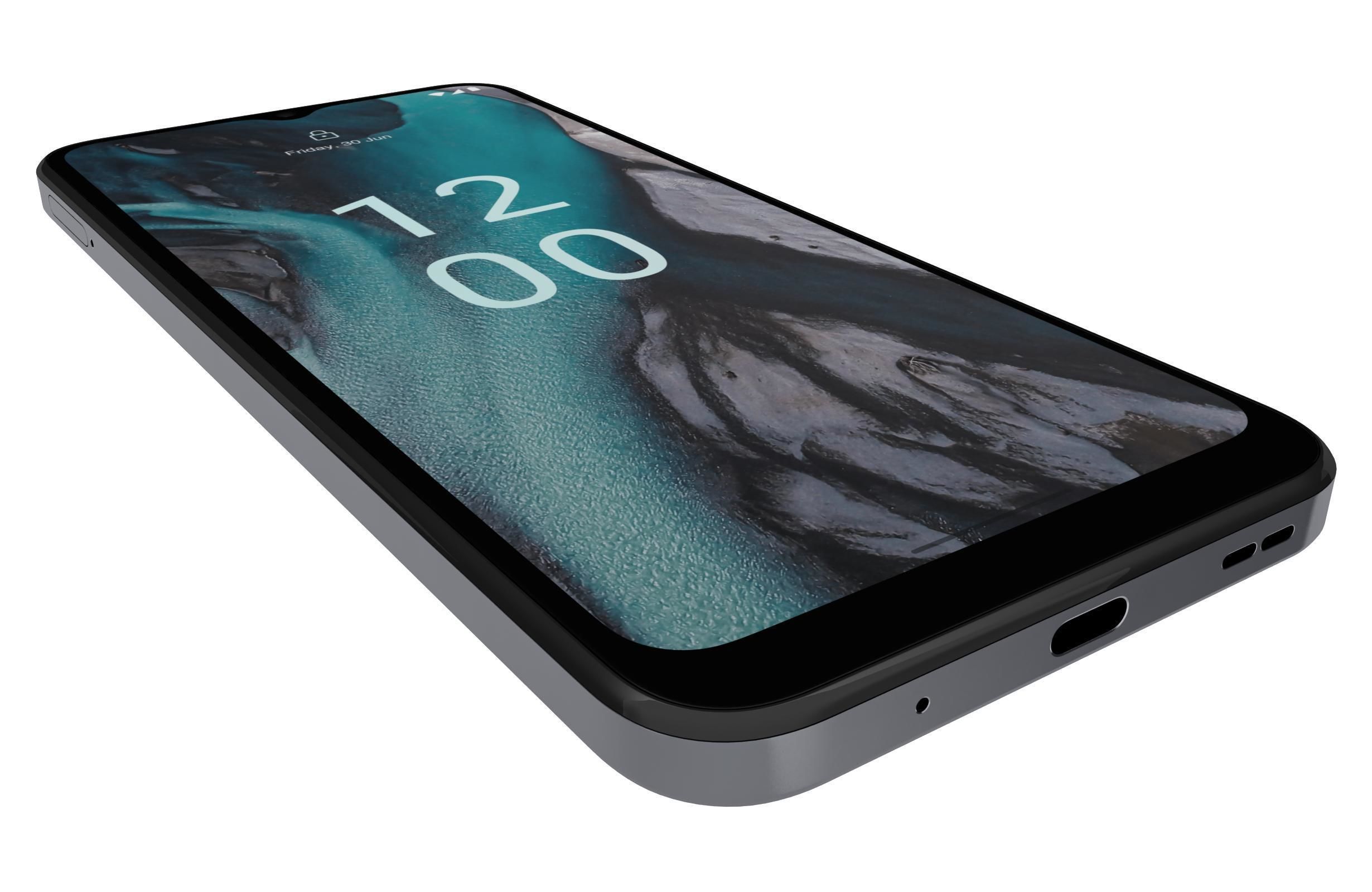 Nokia C22 Black Low-poly 3D model_12