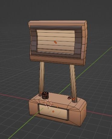 Wooden Booth Low-poly 3D model_2