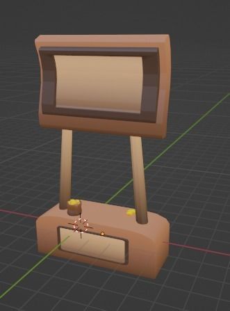 Wooden Booth Low-poly 3D model_1