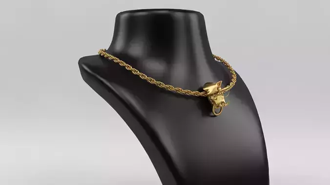 3D Gold Chinese Dragon Head Pendant with Multi layers Chain 3D print model