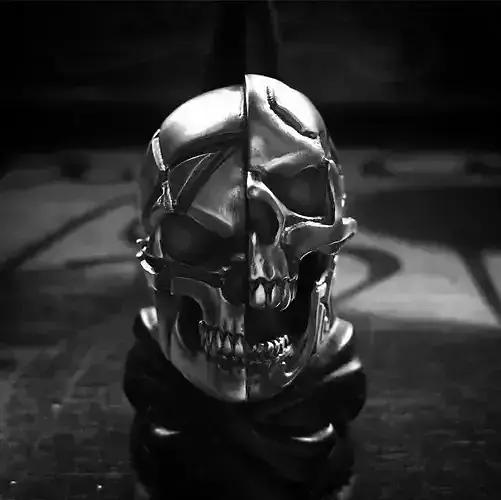 Double Skull Face Mask Ring