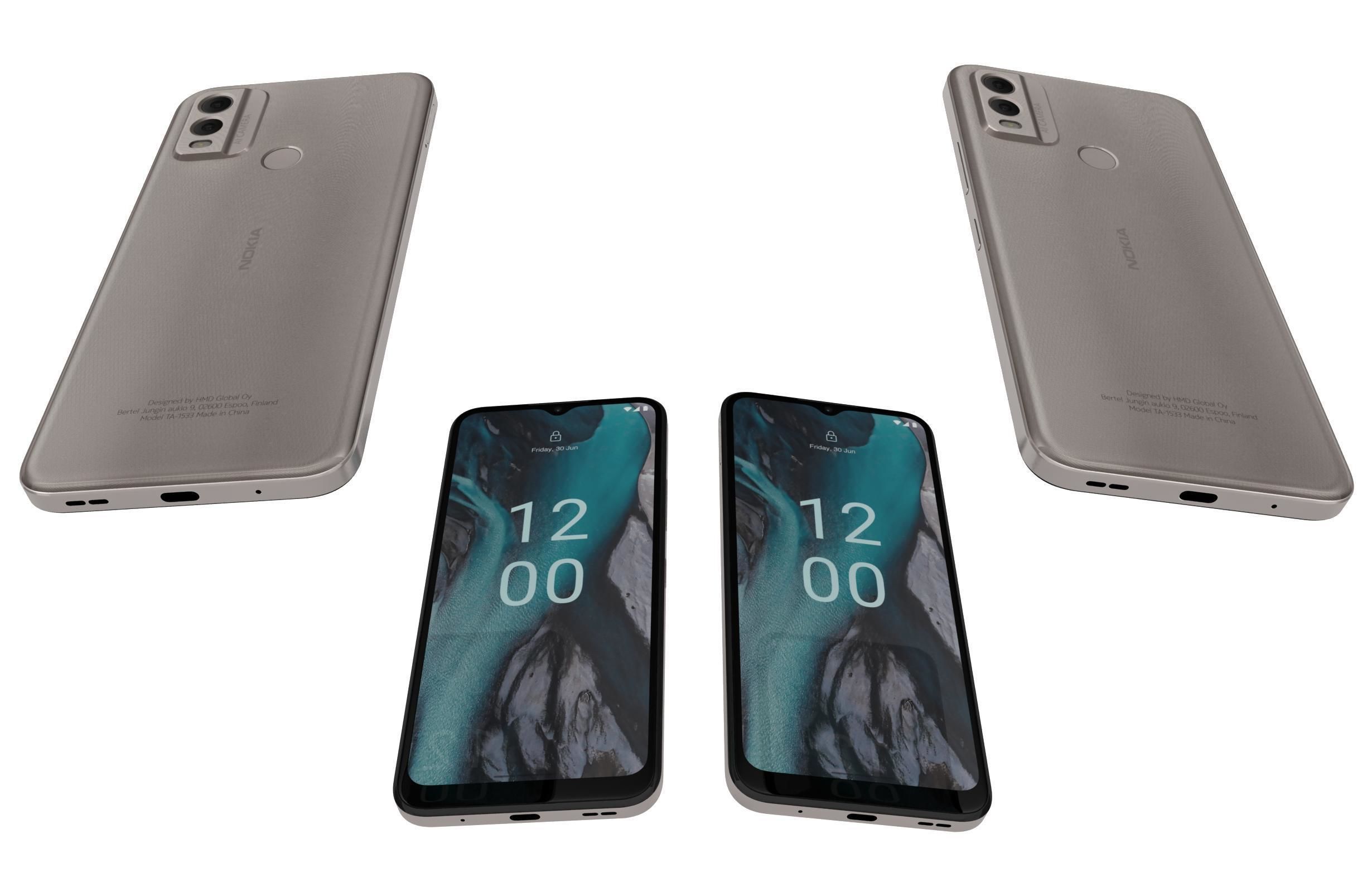 Nokia C22 White Low-poly 3D model_5