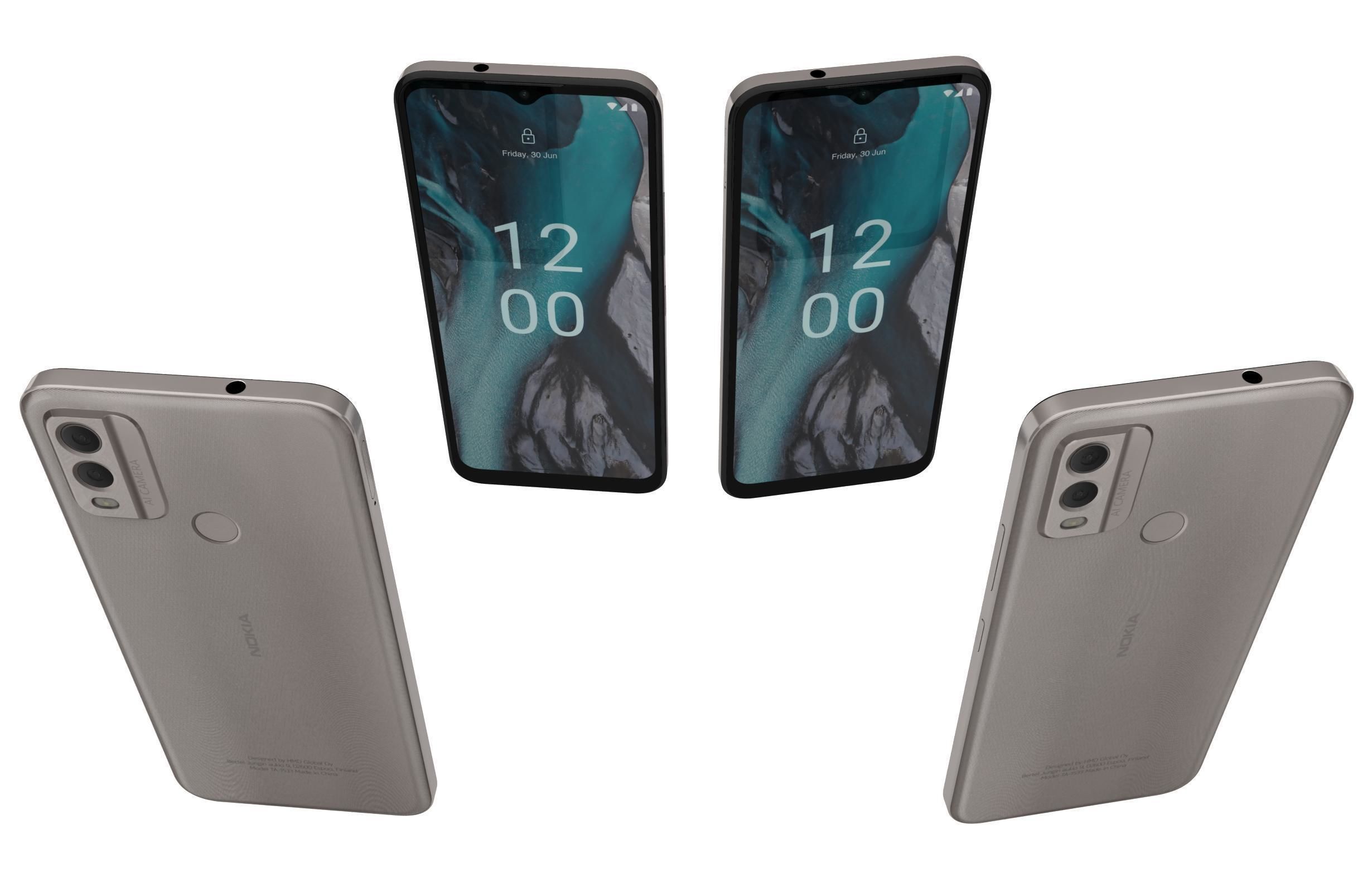 Nokia C22 White Low-poly 3D model_4