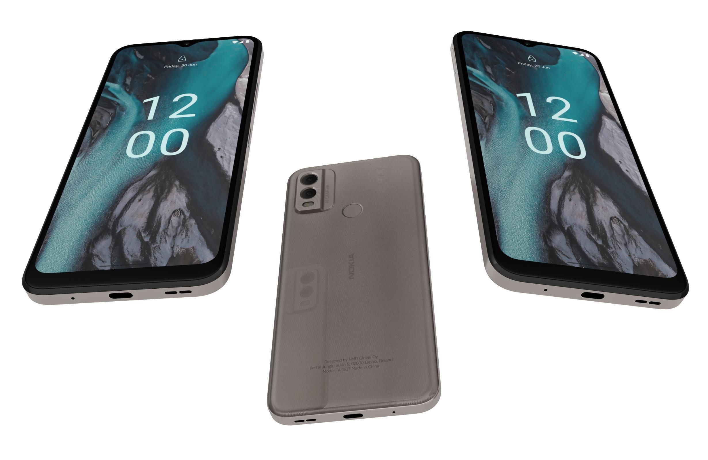 Nokia C22 White Low-poly 3D model_2