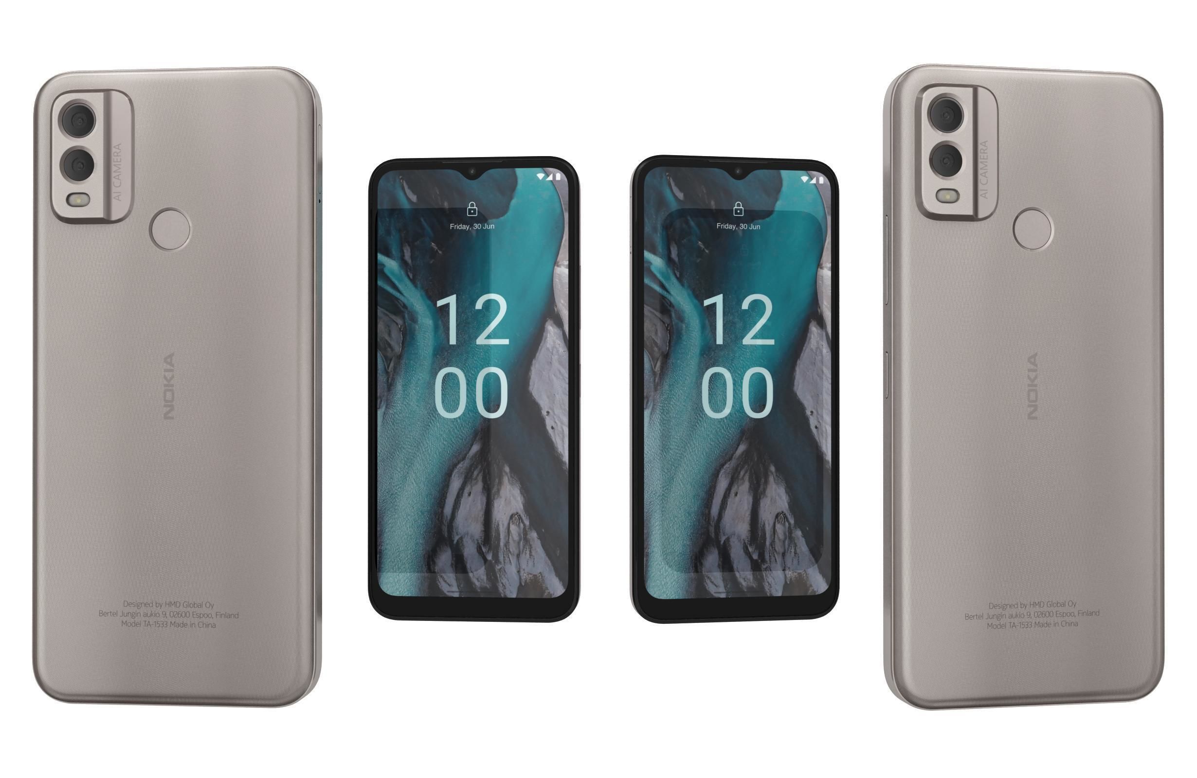 Nokia C22 White Low-poly 3D model_3