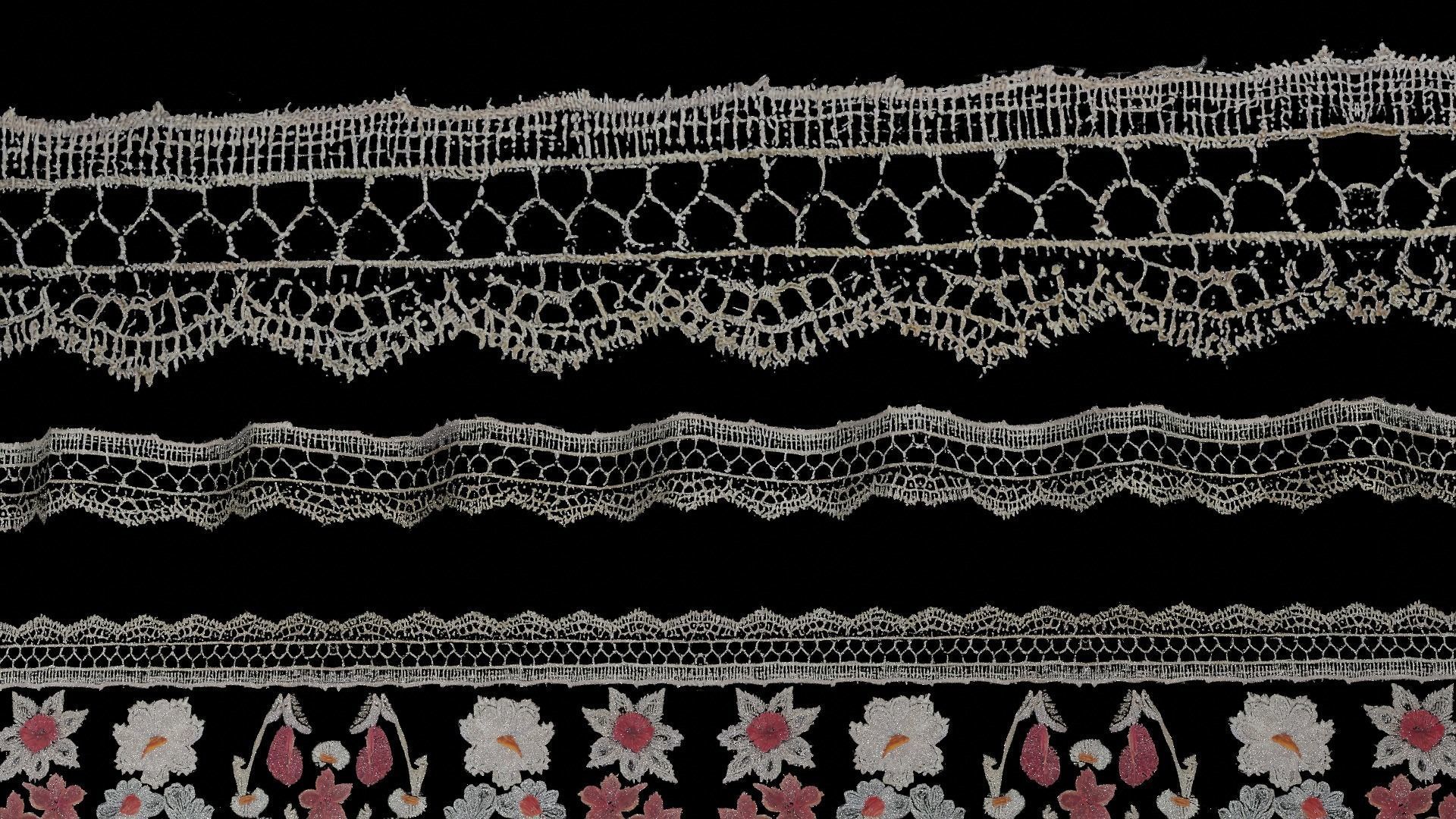 3 flowers Lace Borders and Trims Materials Textures Texture_16