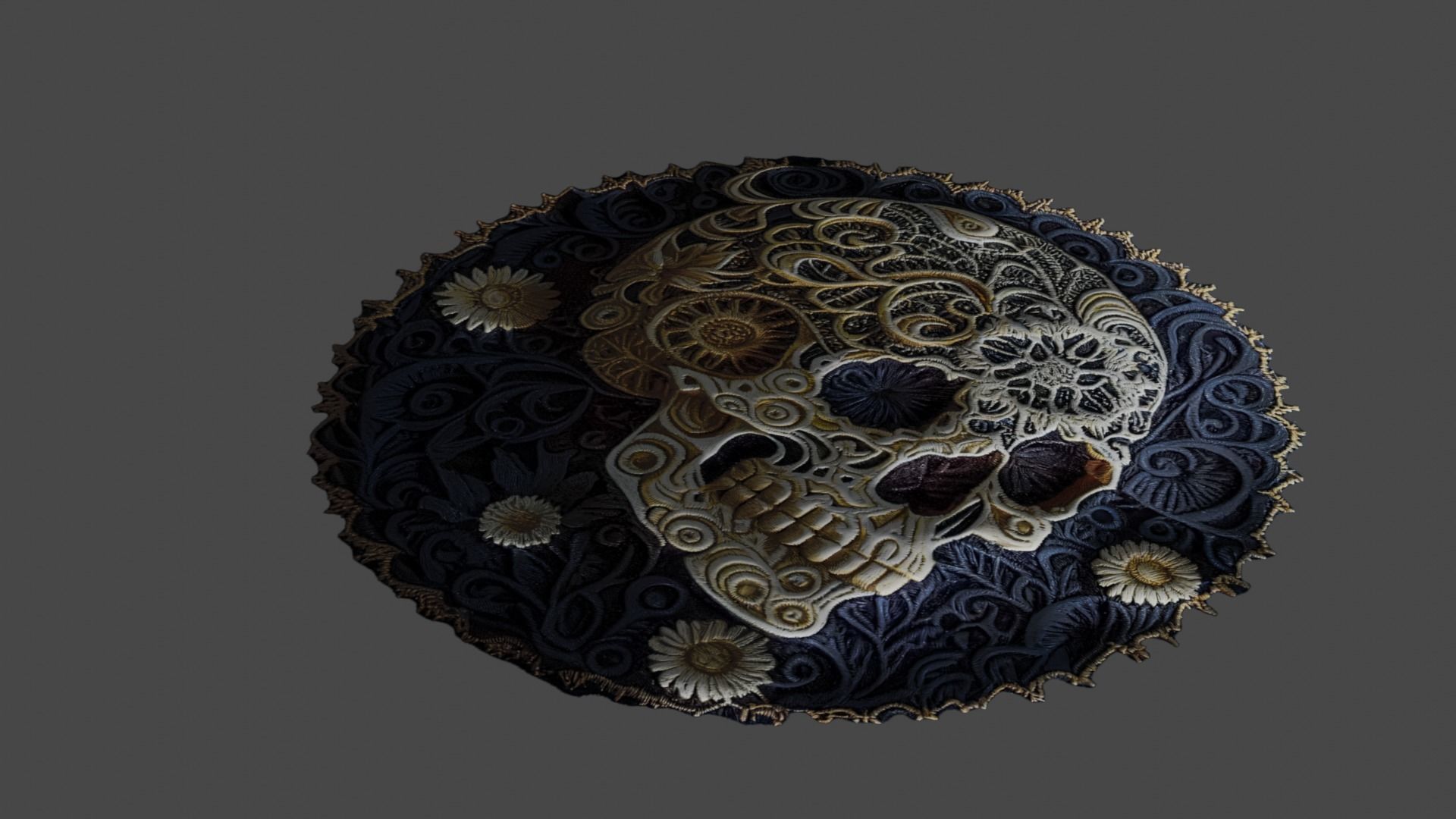 skull embroidered patch sticker Texture_9