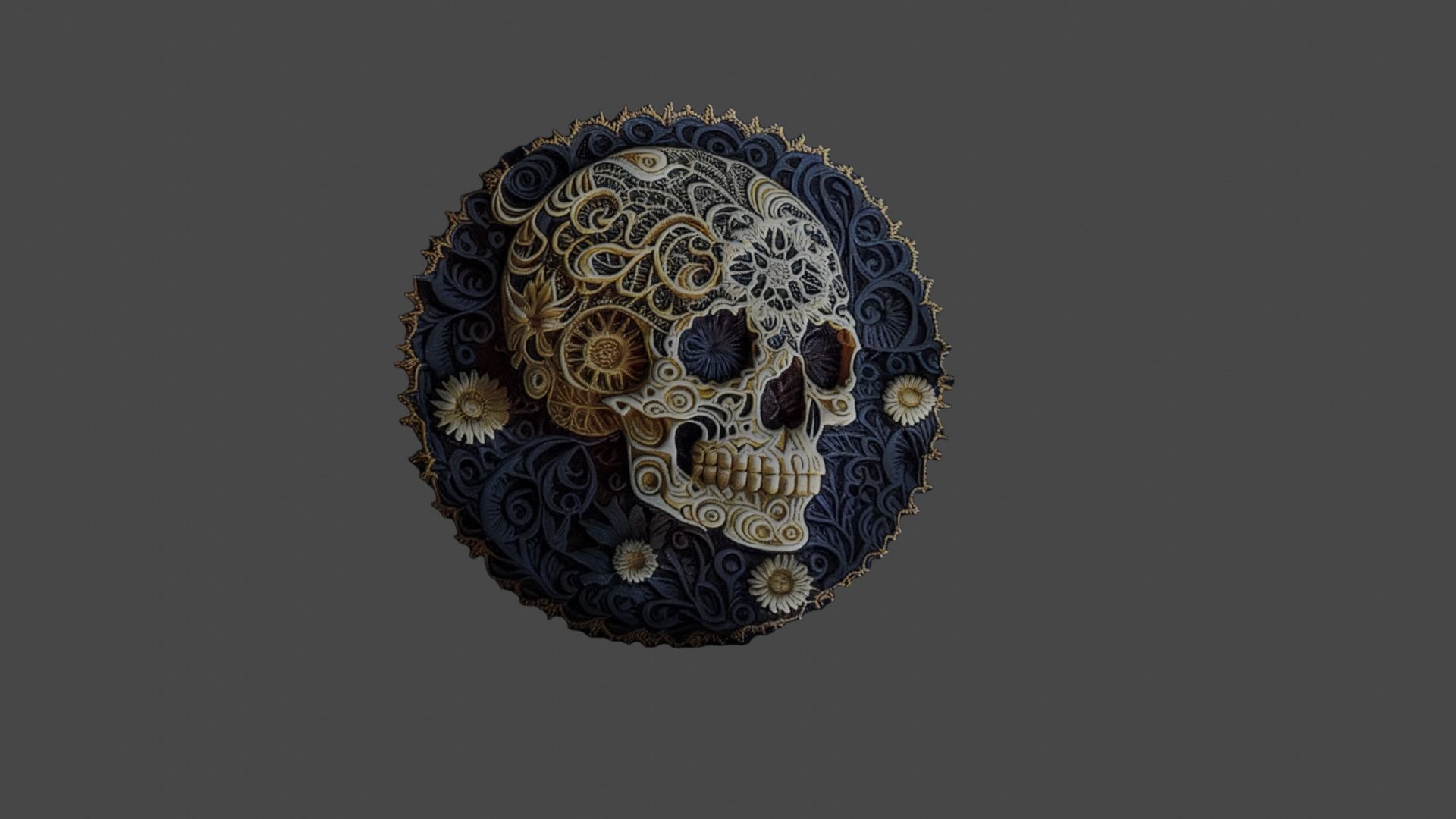 skull embroidered patch sticker Texture_3
