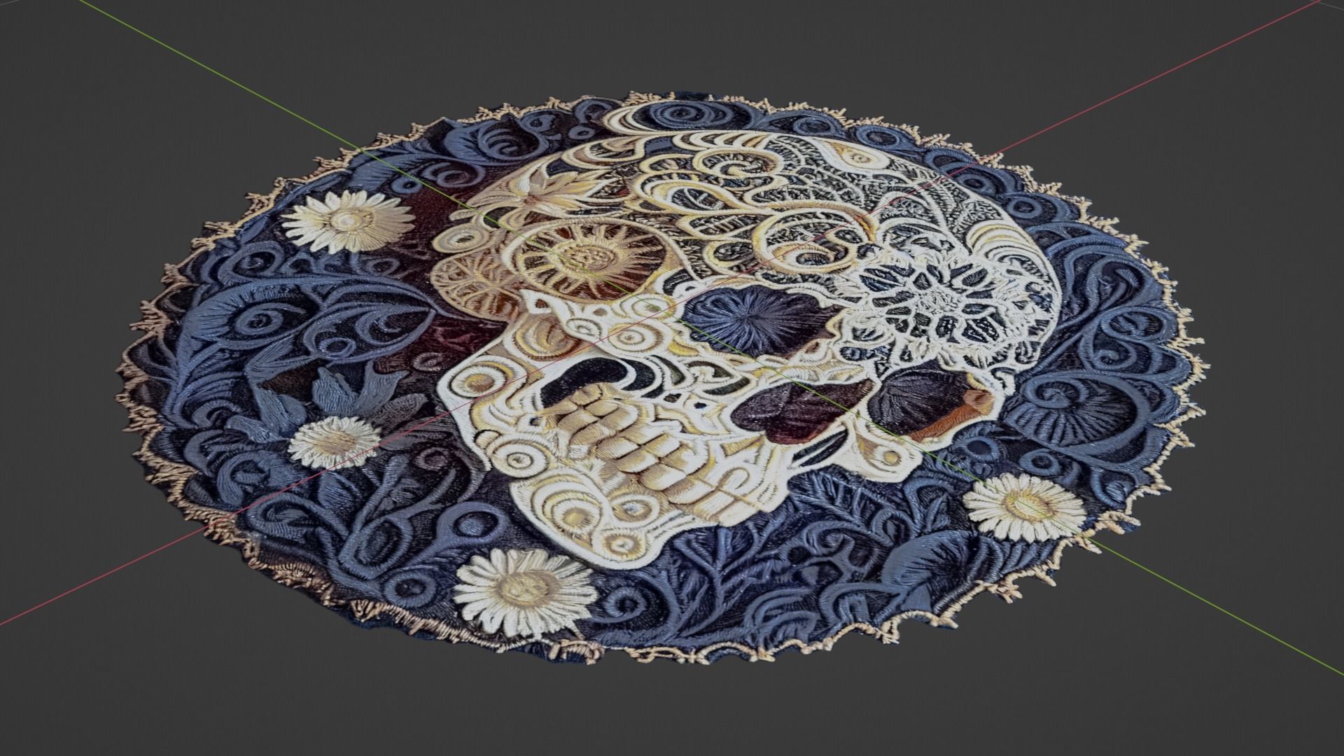 skull embroidered patch sticker Texture_11