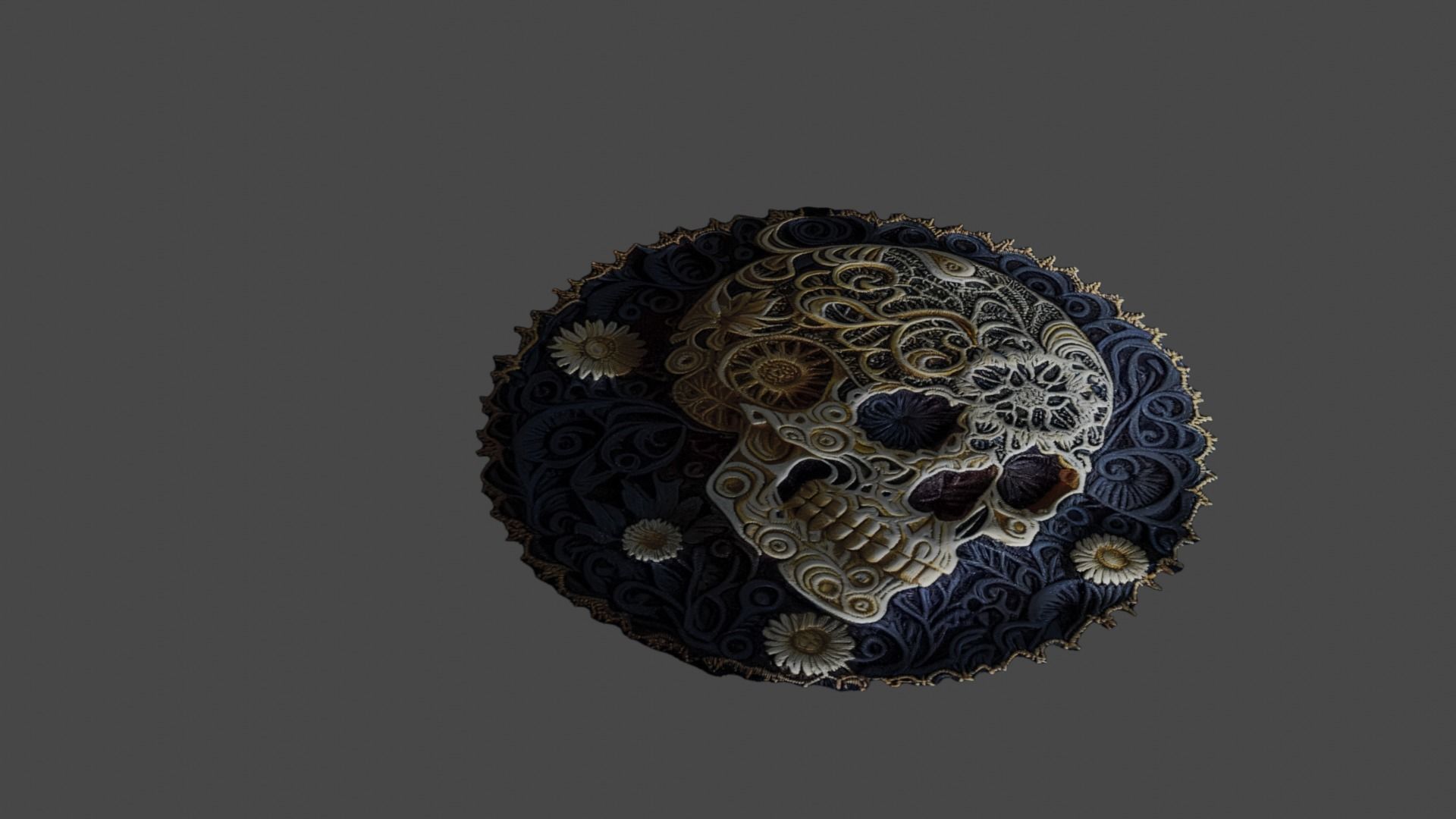skull embroidered patch sticker Texture_8