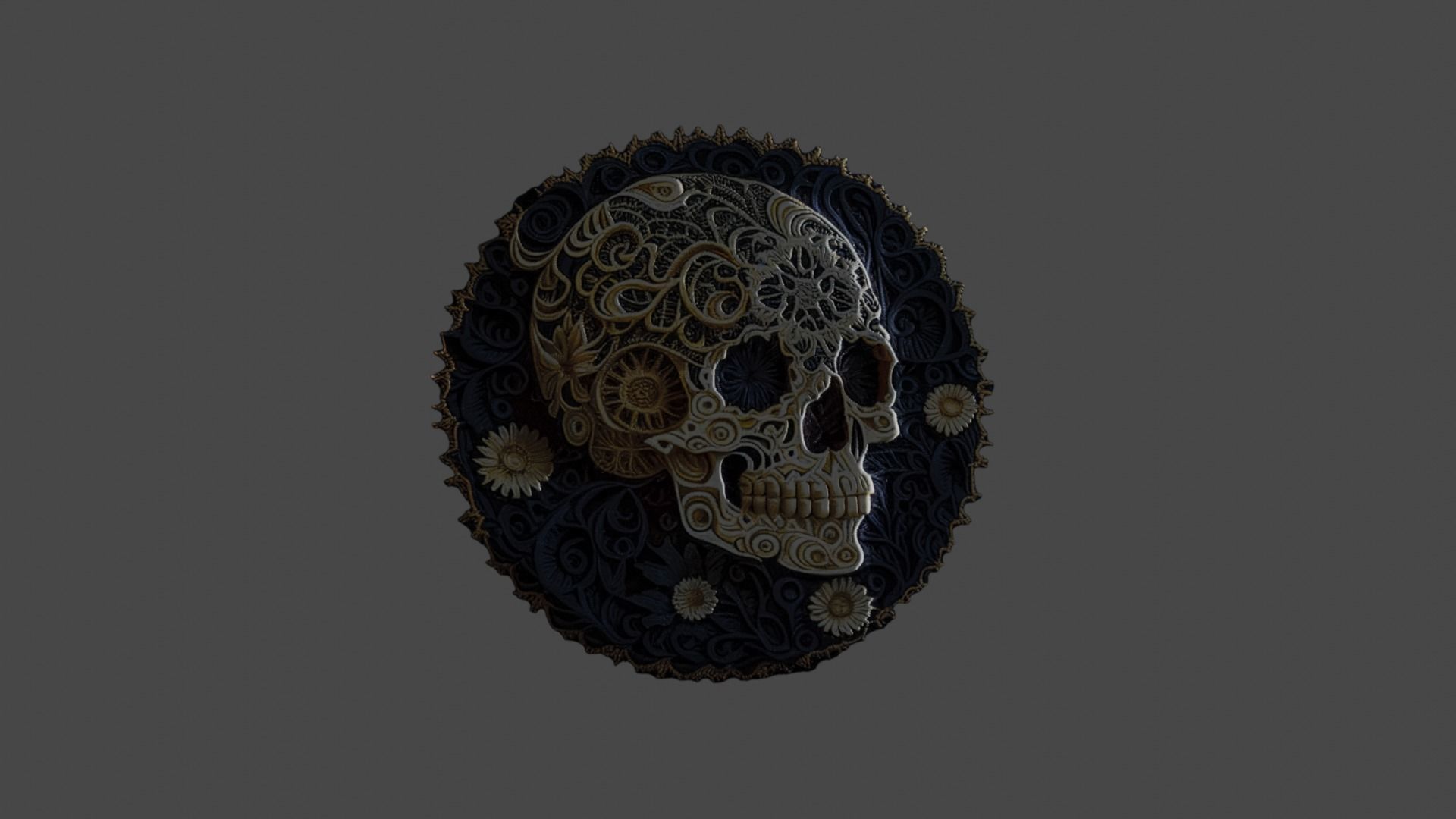 skull embroidered patch sticker Texture_2