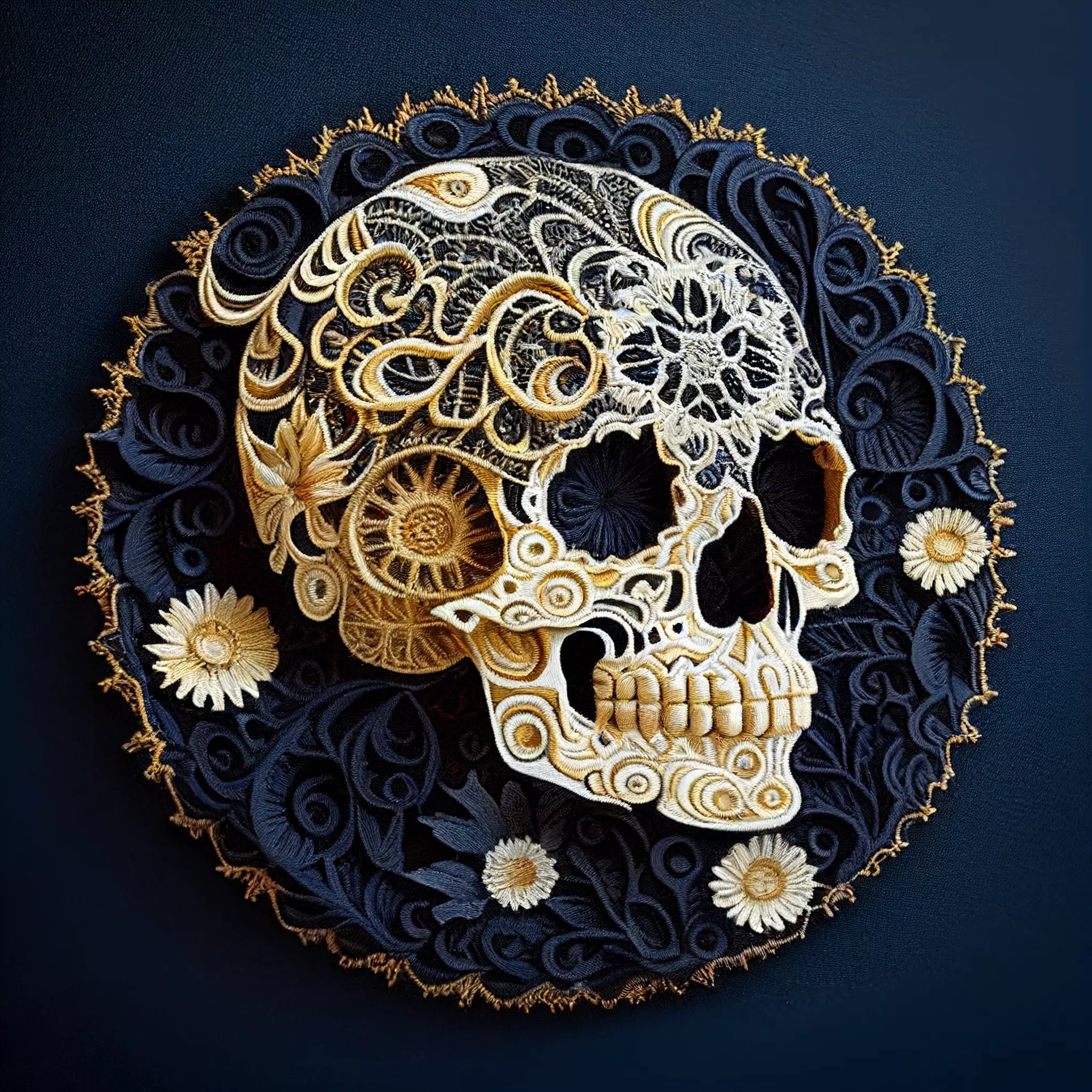 skull embroidered patch sticker Texture_0