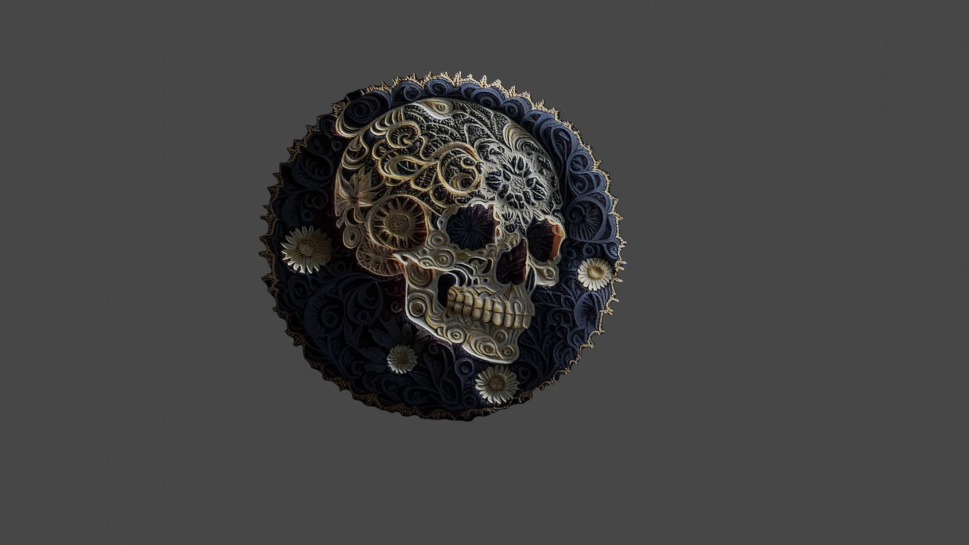 skull embroidered patch sticker Texture_4