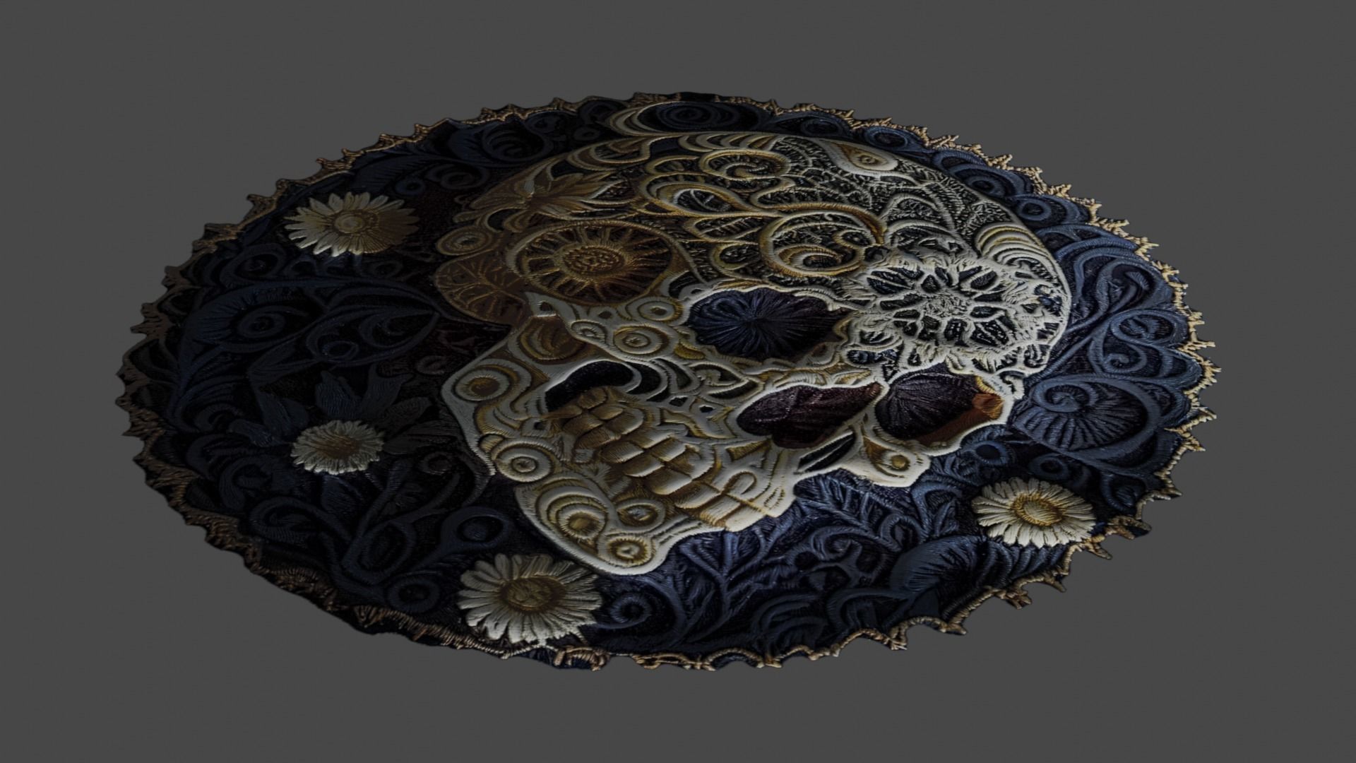 skull embroidered patch sticker Texture_10