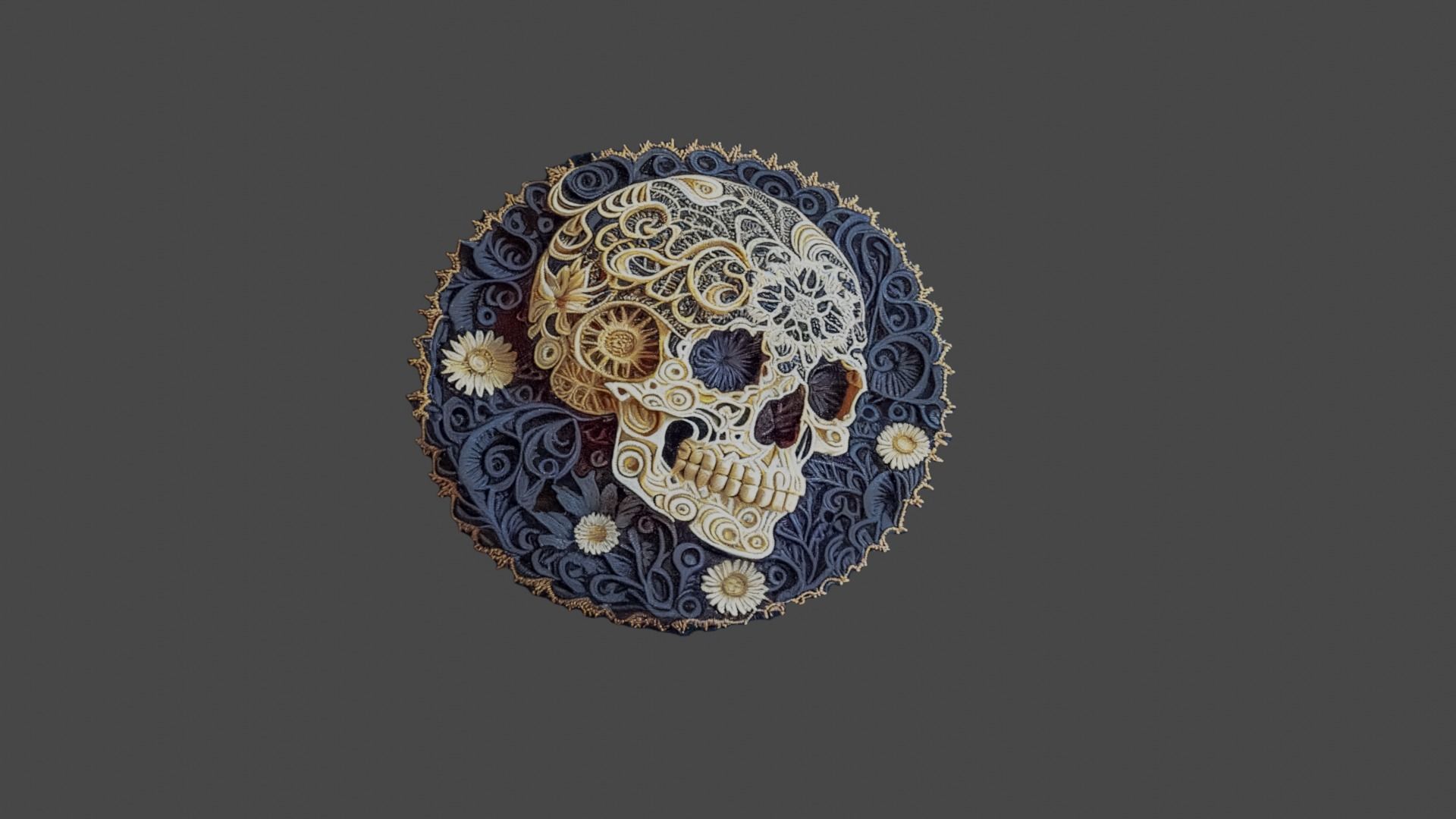 skull embroidered patch sticker Texture_5