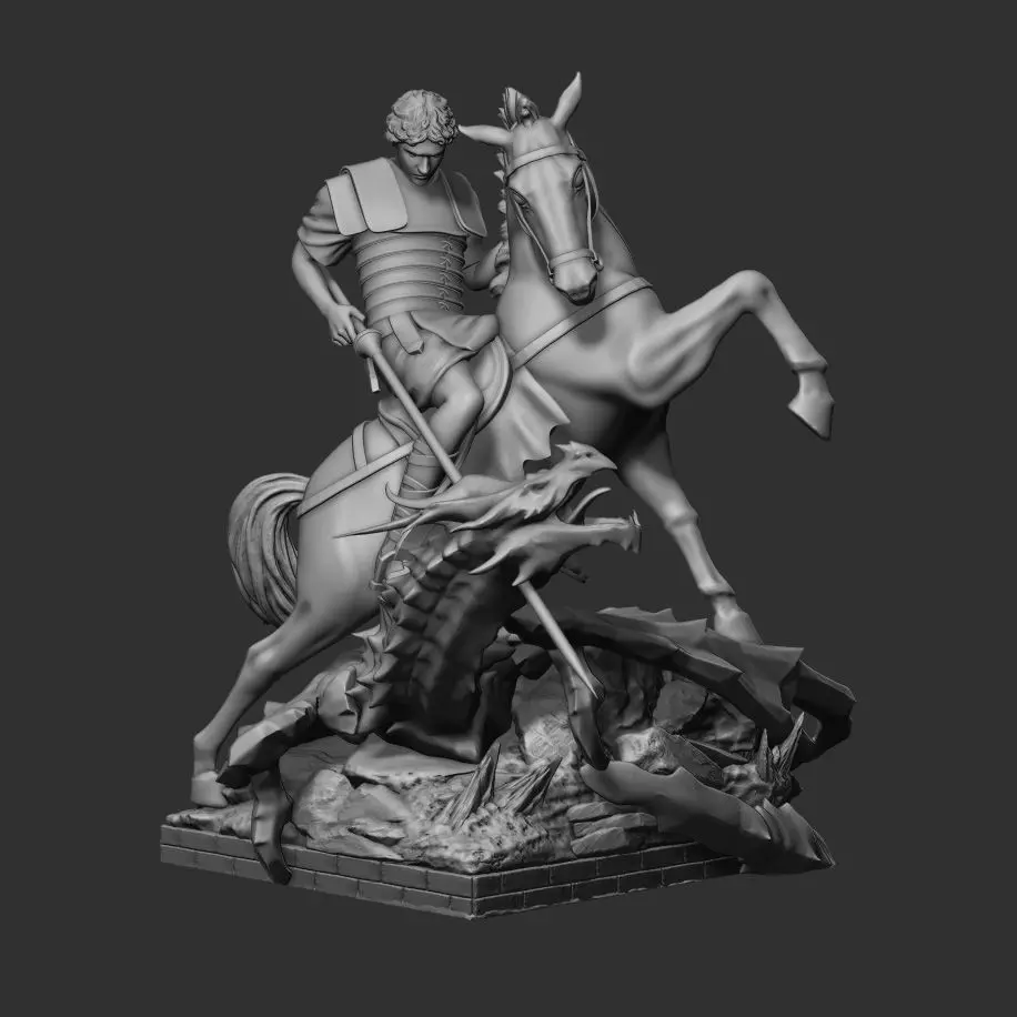 Roman Soldier vs the Dragon - Saint George 3D print model_0