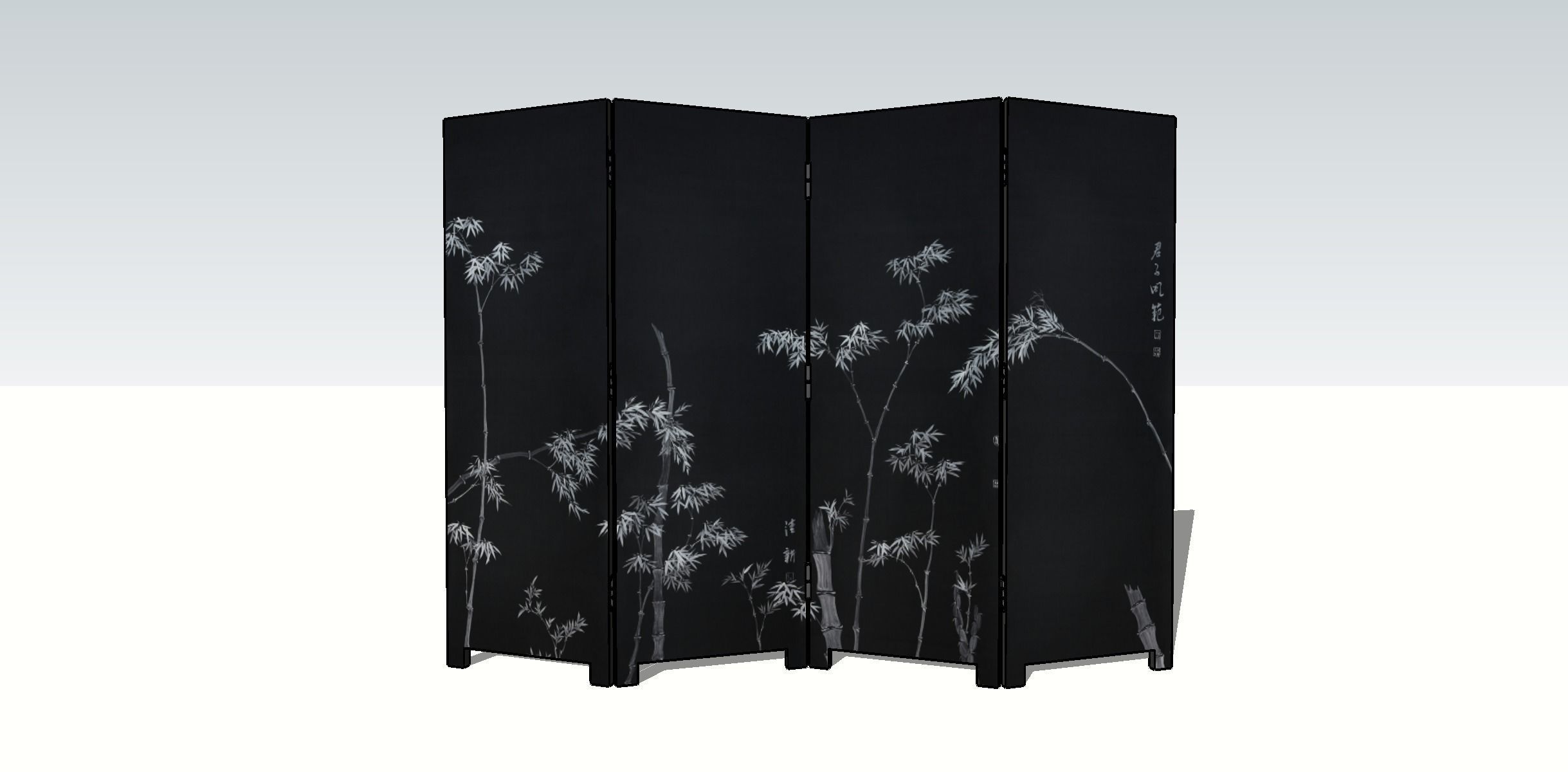 BAMBOO FOLDING SCREEN Low-poly 3D model_9