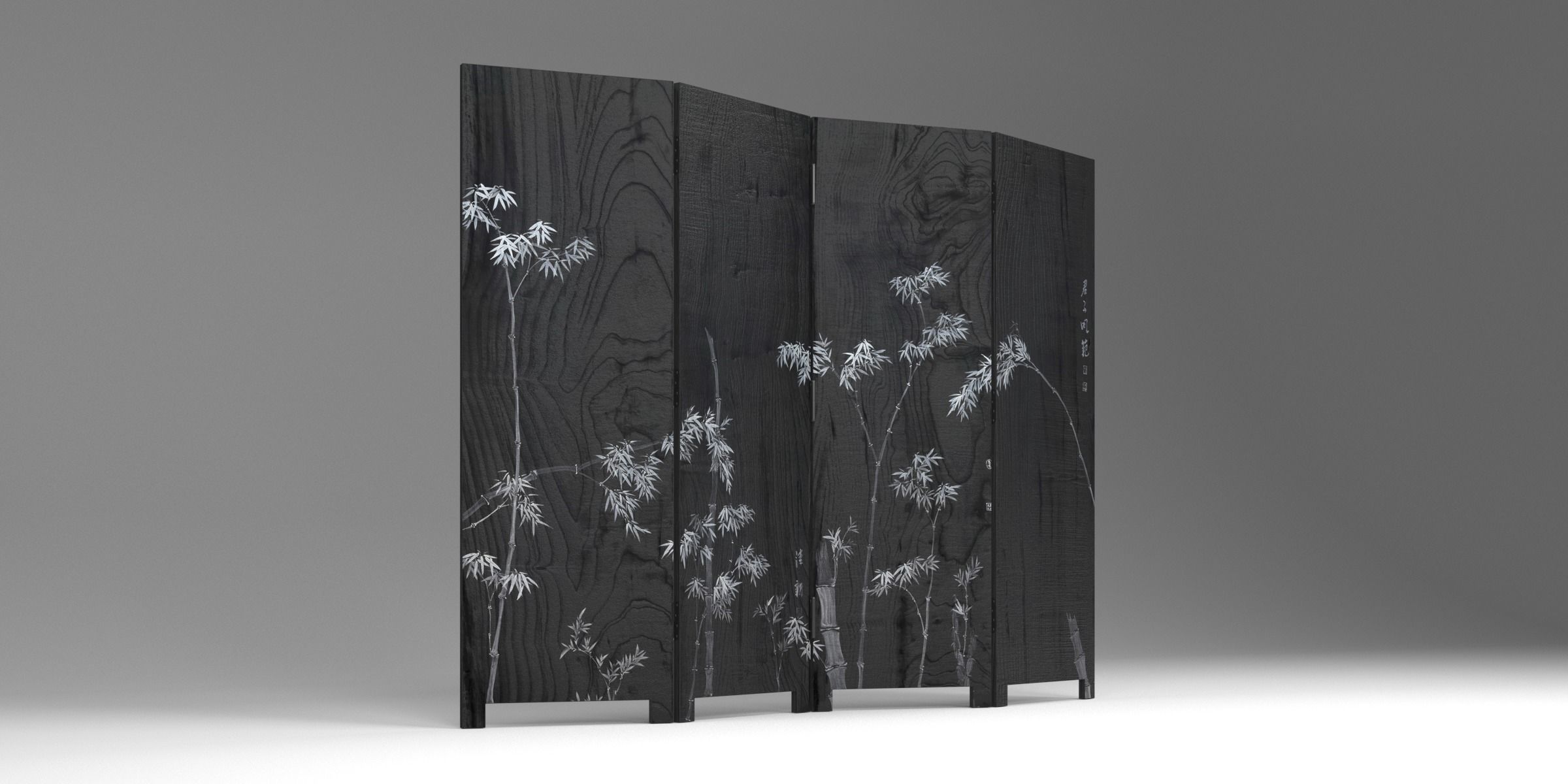 BAMBOO FOLDING SCREEN Low-poly 3D model_4