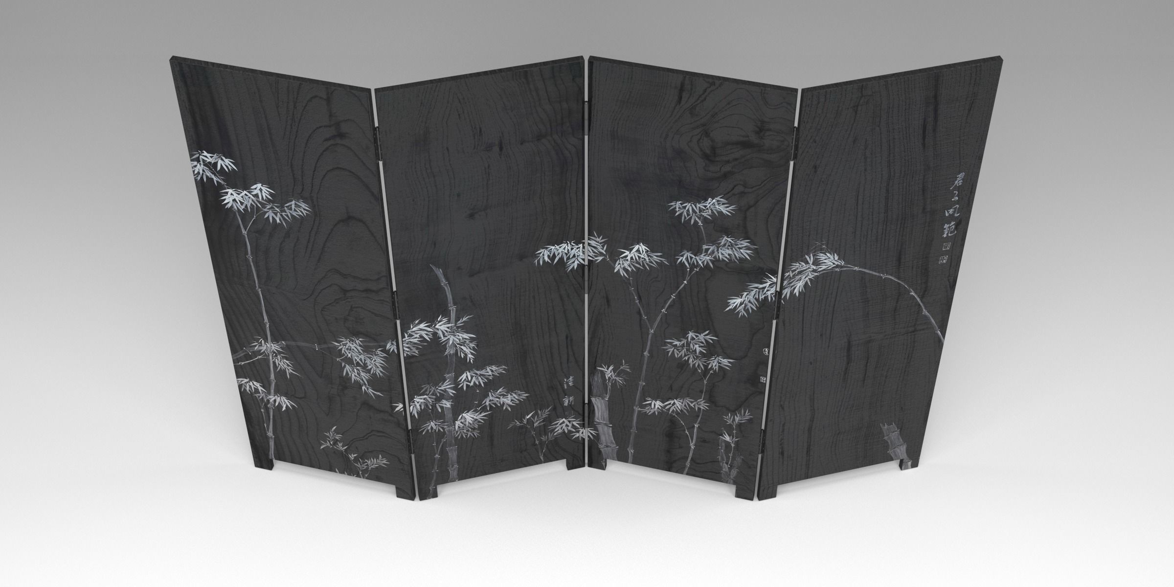 BAMBOO FOLDING SCREEN Low-poly 3D model_2