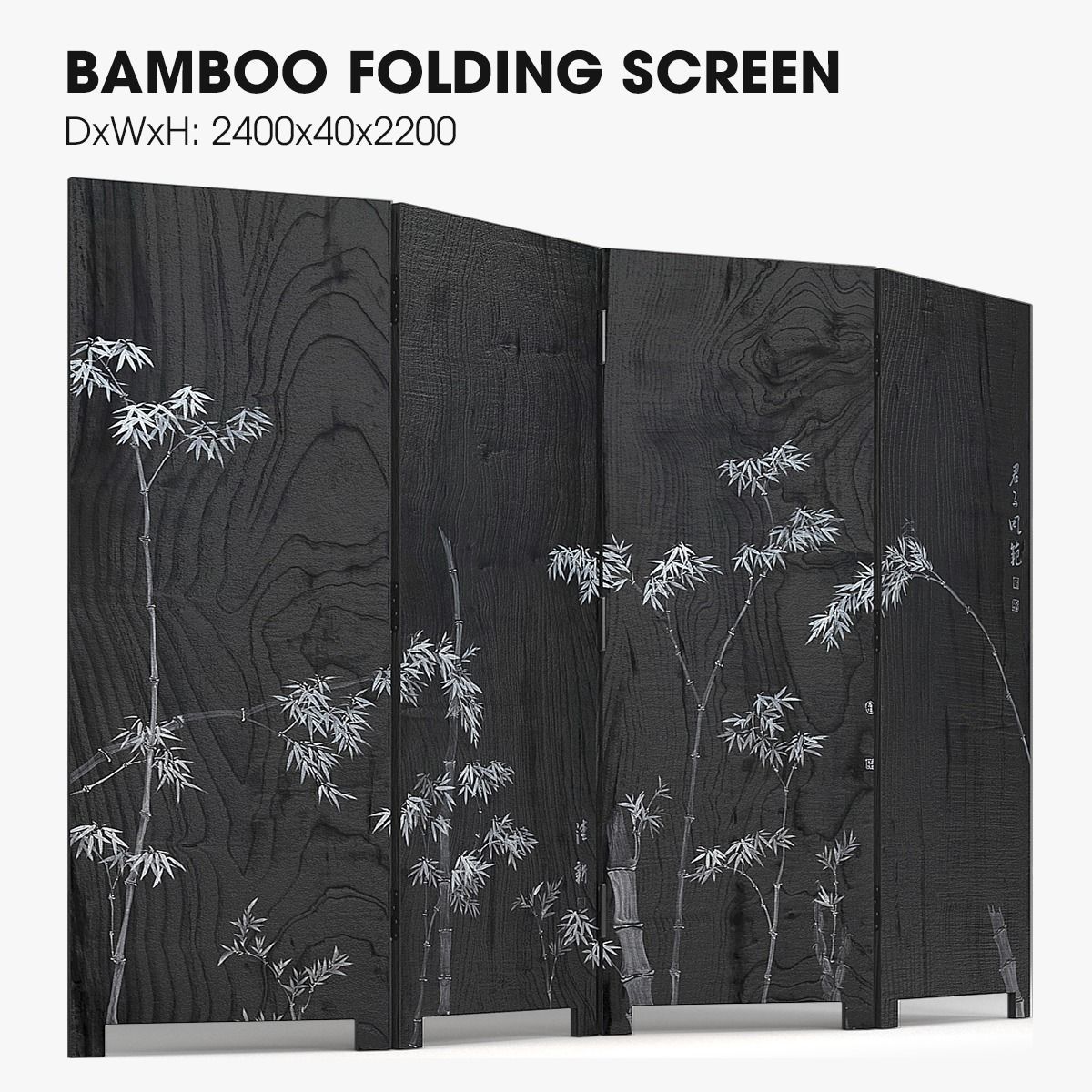 BAMBOO FOLDING SCREEN Low-poly 3D model_1