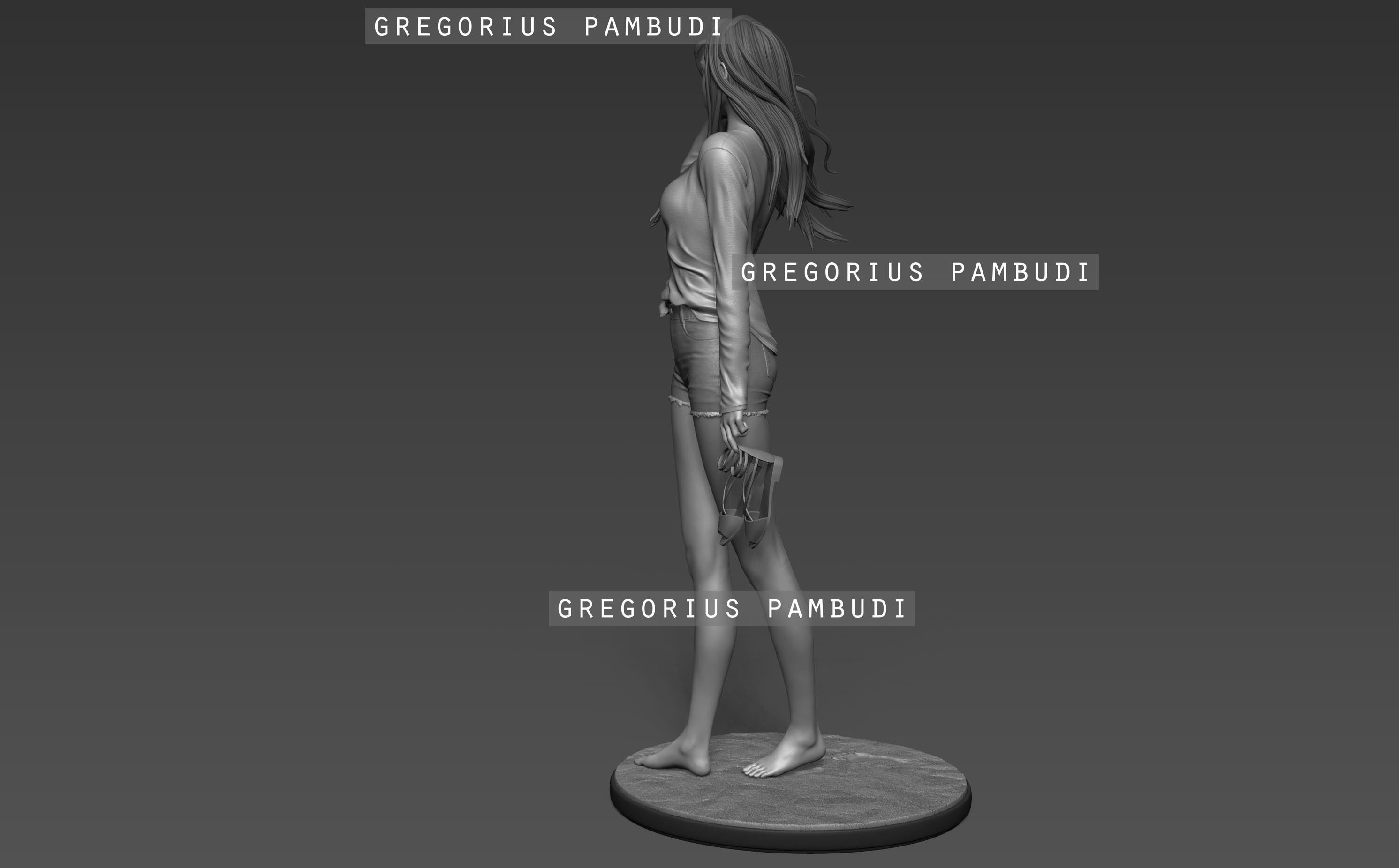 A woman at a windy beach statue 3d printable 3D print model_12