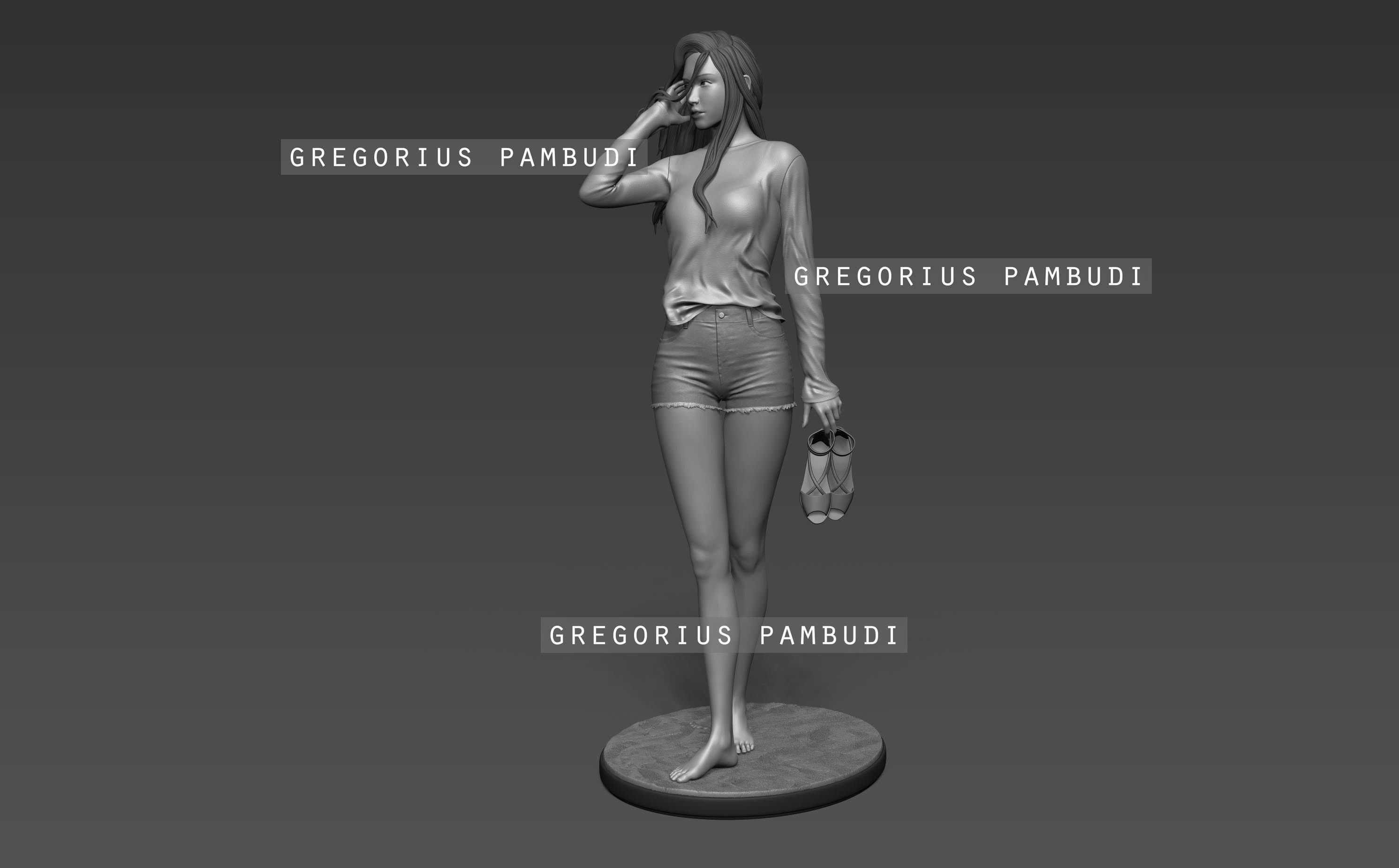 A woman at a windy beach statue 3d printable 3D print model_11