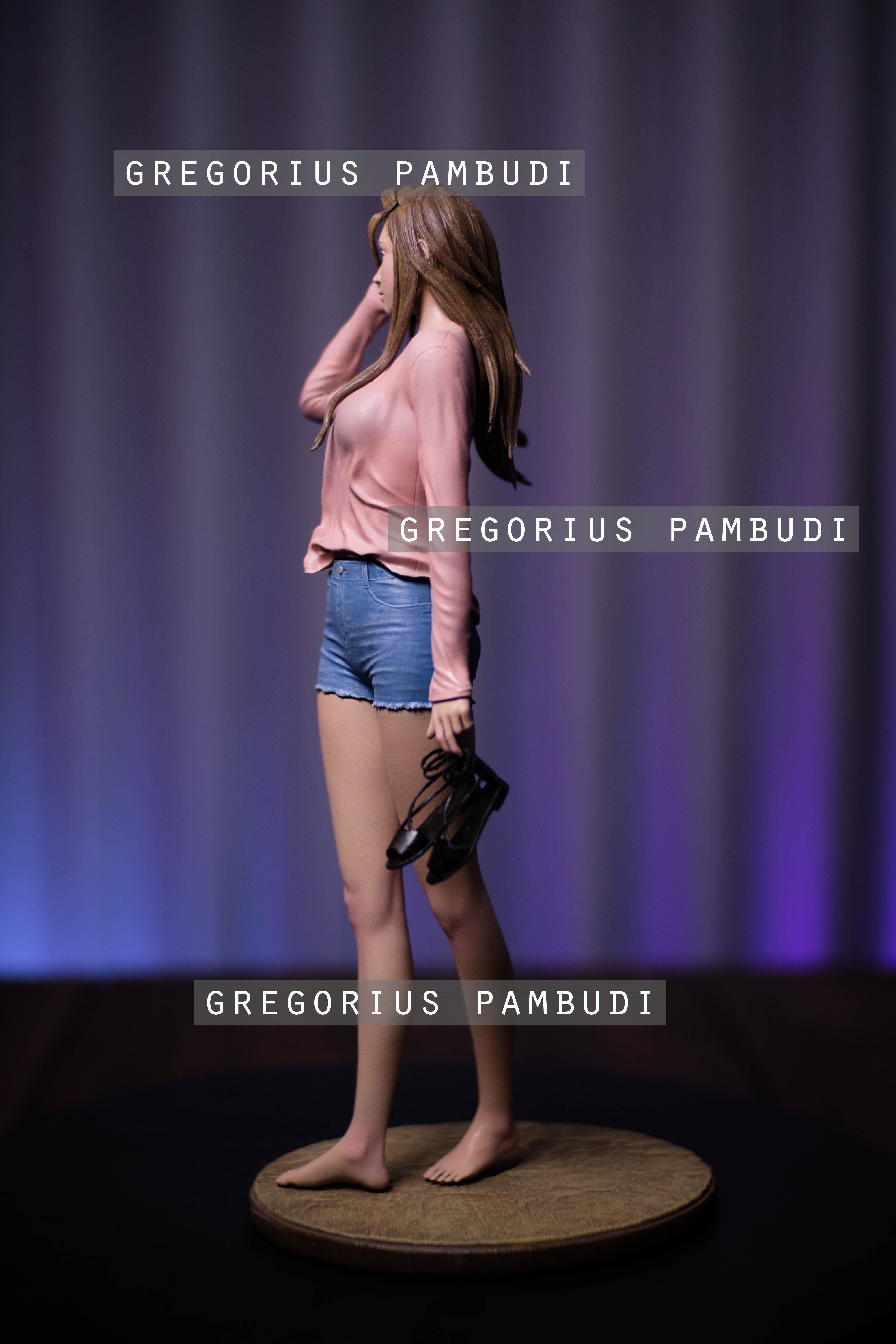 A woman at a windy beach statue 3d printable 3D print model_5