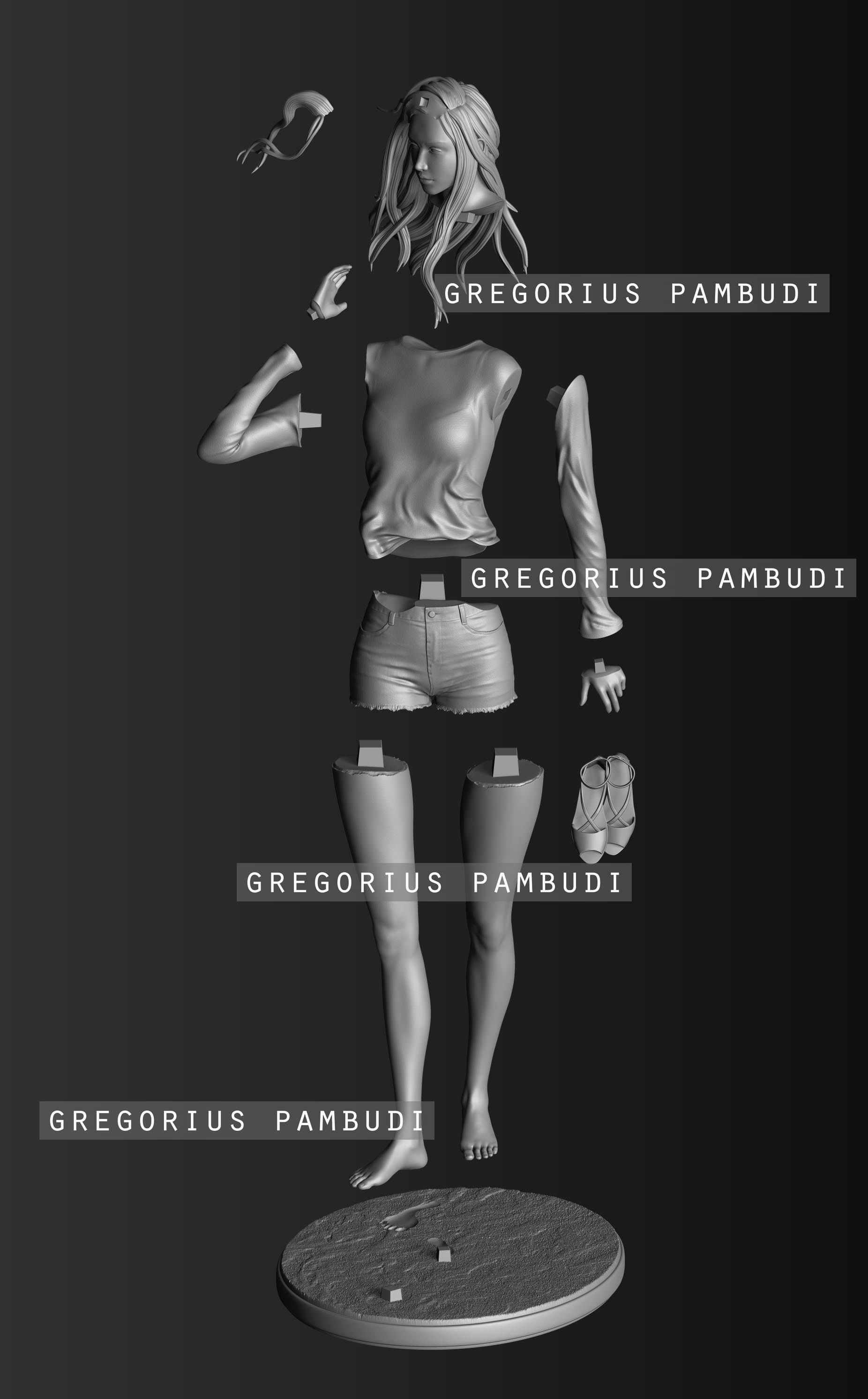 A woman at a windy beach statue 3d printable 3D print model_2