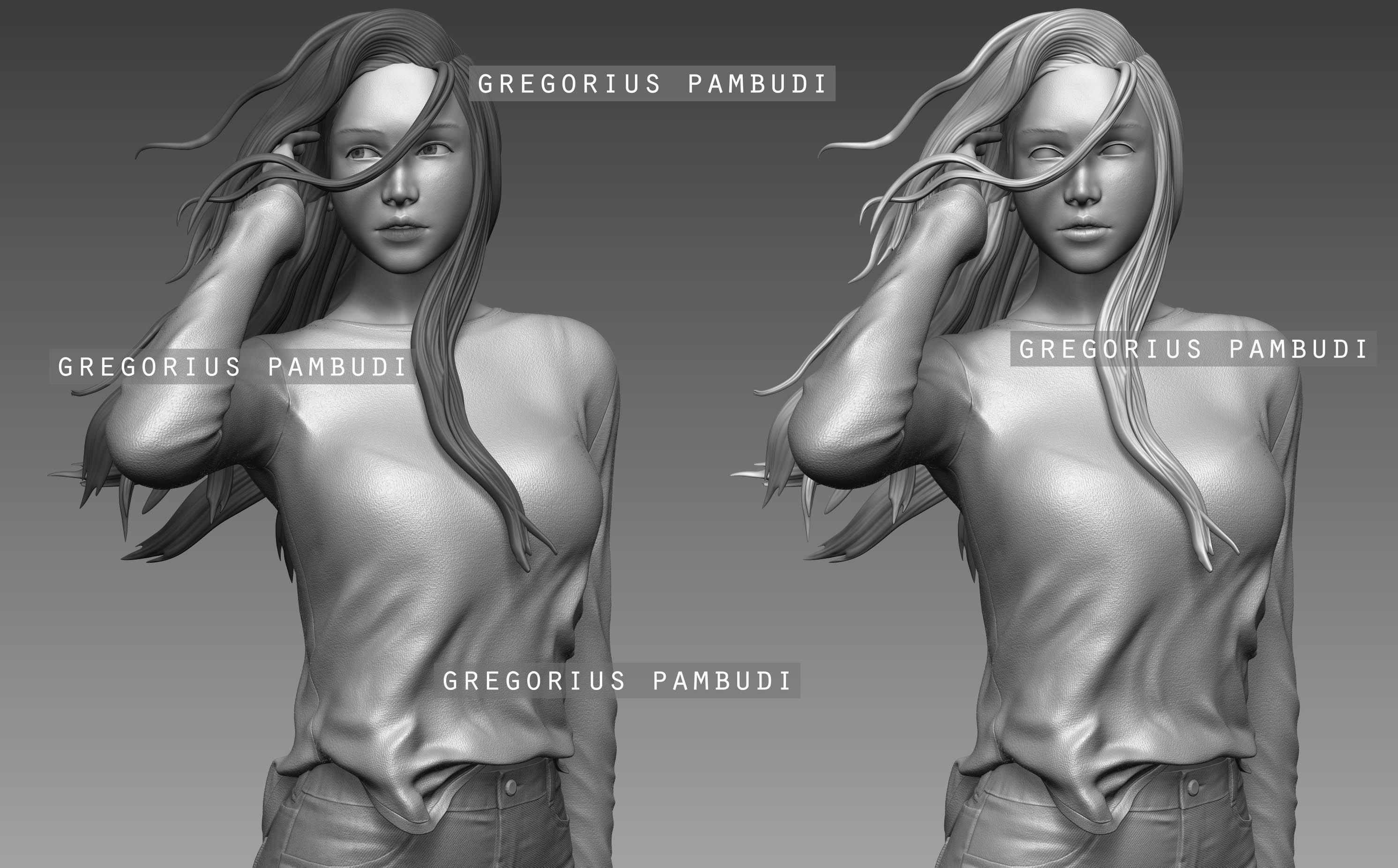 A woman at a windy beach statue 3d printable 3D print model_13