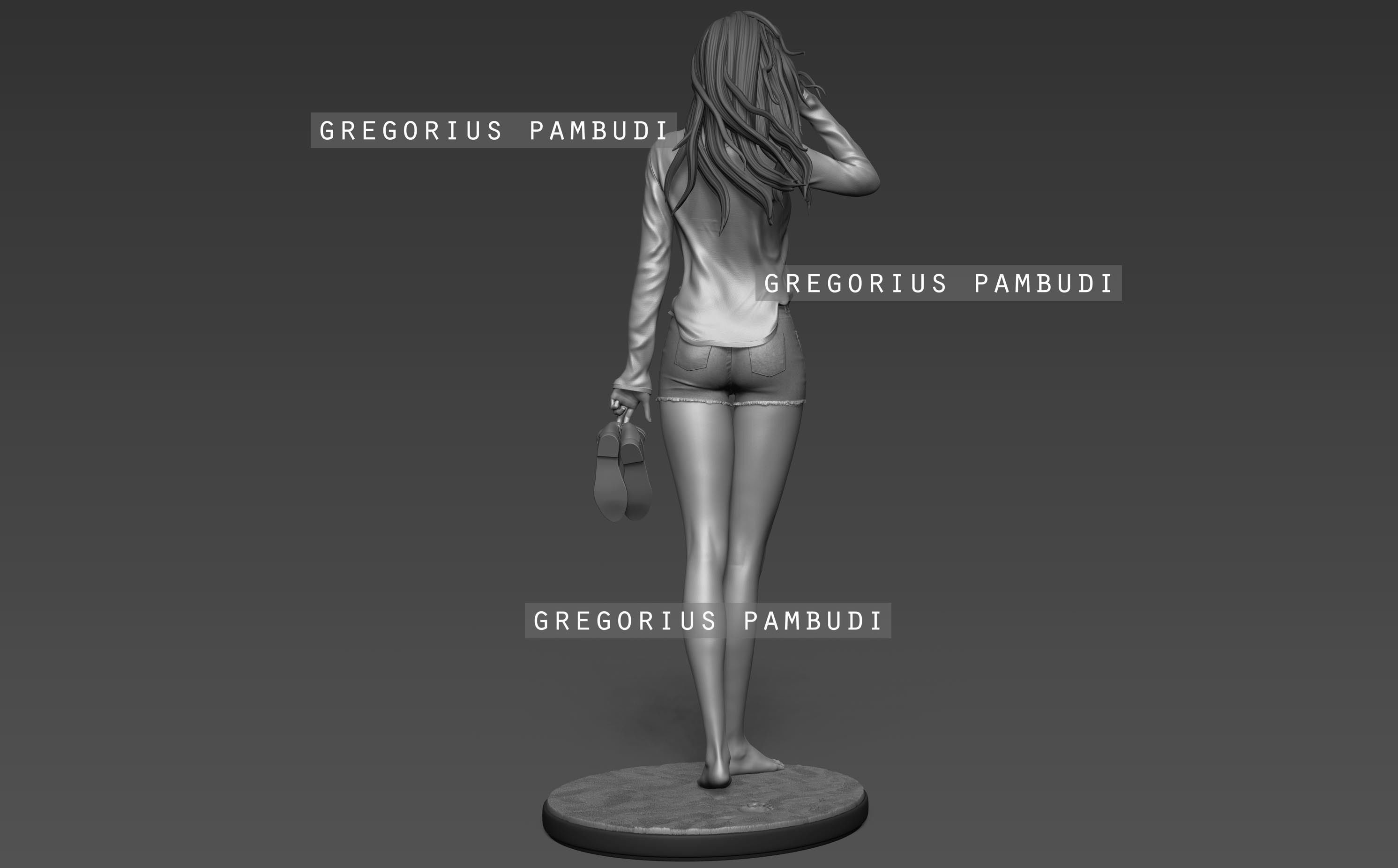 A woman at a windy beach statue 3d printable 3D print model_10