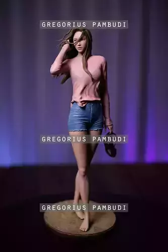 A woman at a windy beach statue 3d printable