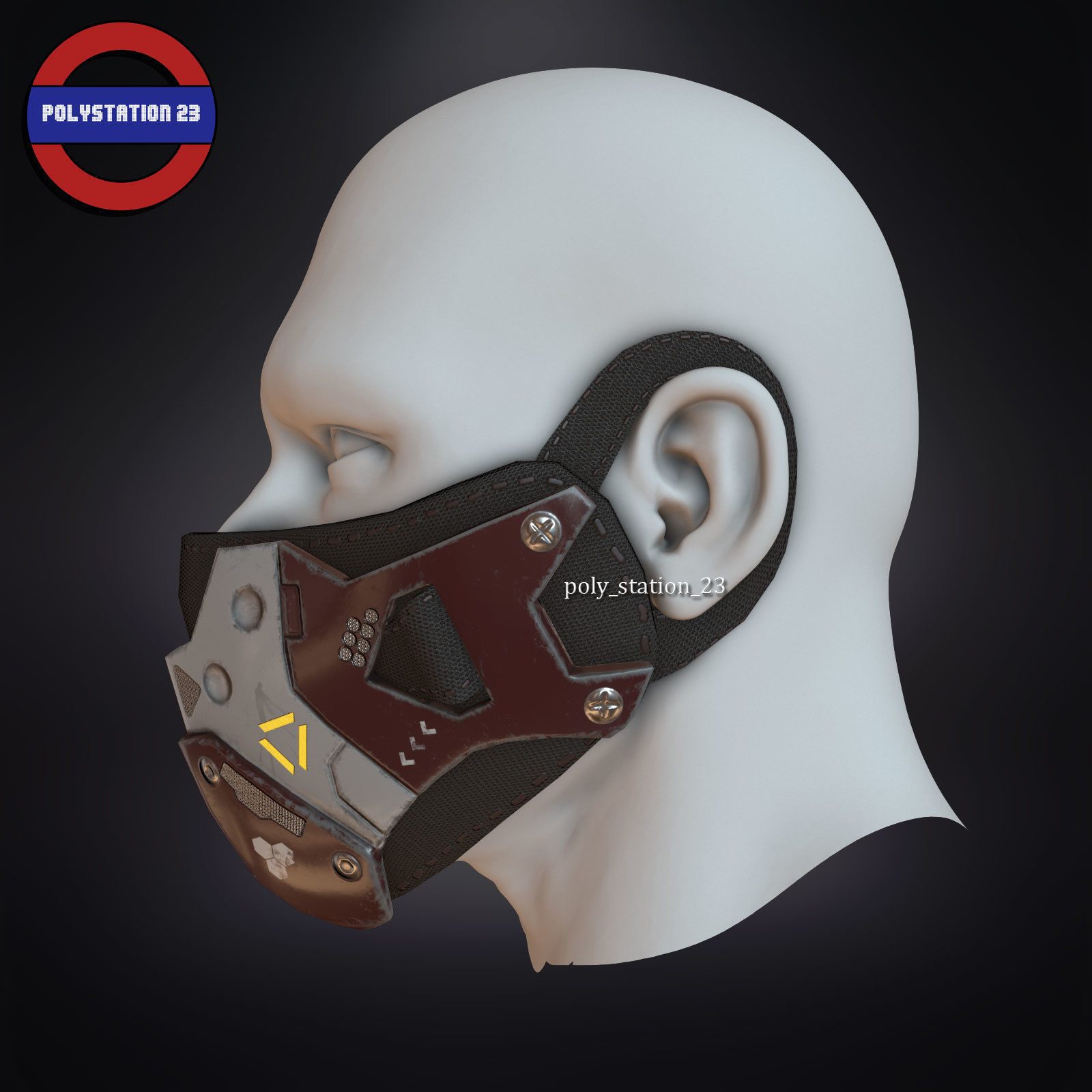 sci fi face mask v1 Low-poly 3D model_3